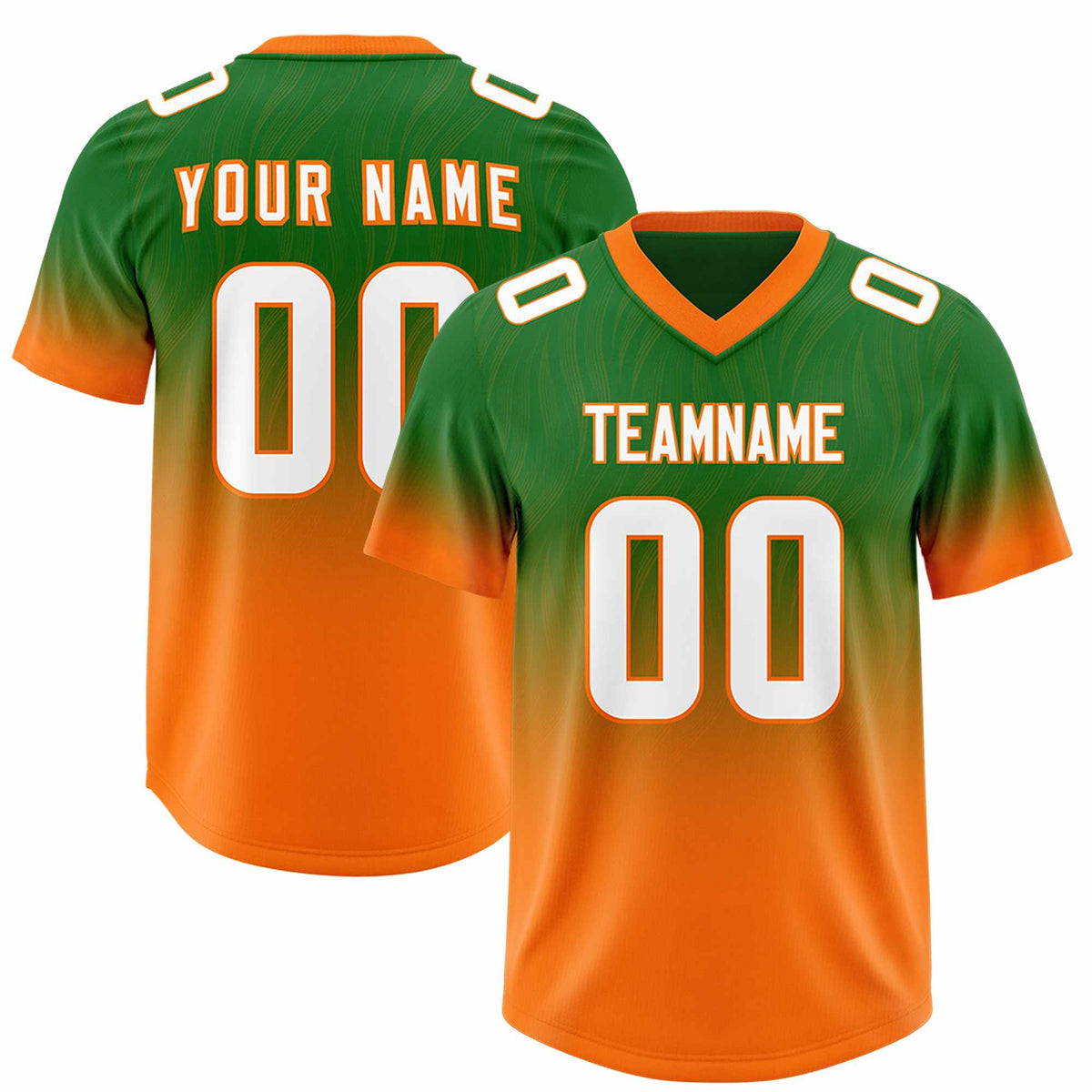 Custom Kelly Green Orange Gradient Fashion Outdoor Authentic Football Jersey