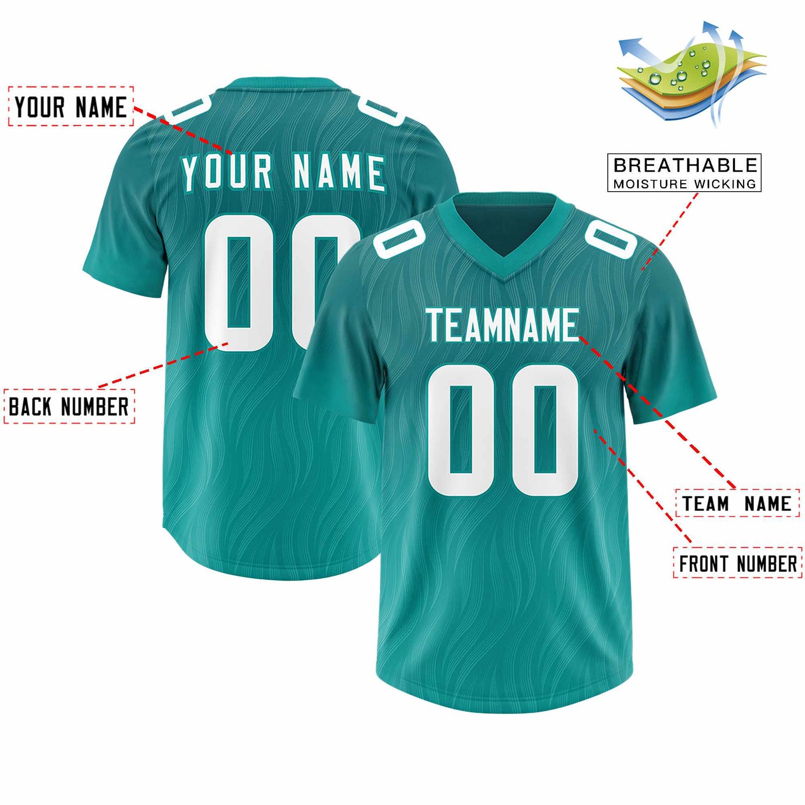Custom Aqua Aqua Gradient Fashion Outdoor Authentic Football Jersey