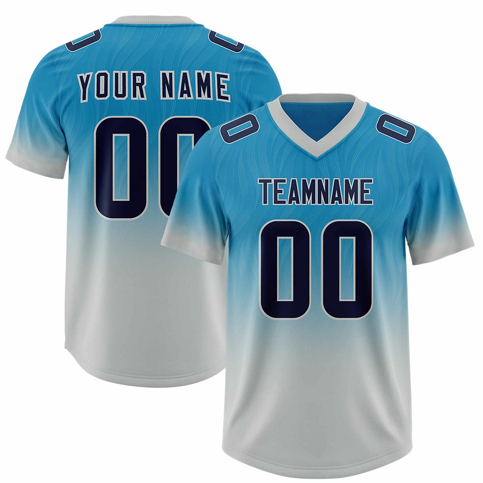 Custom Panther Blue Gray Gradient Fashion Outdoor Authentic Football Jersey