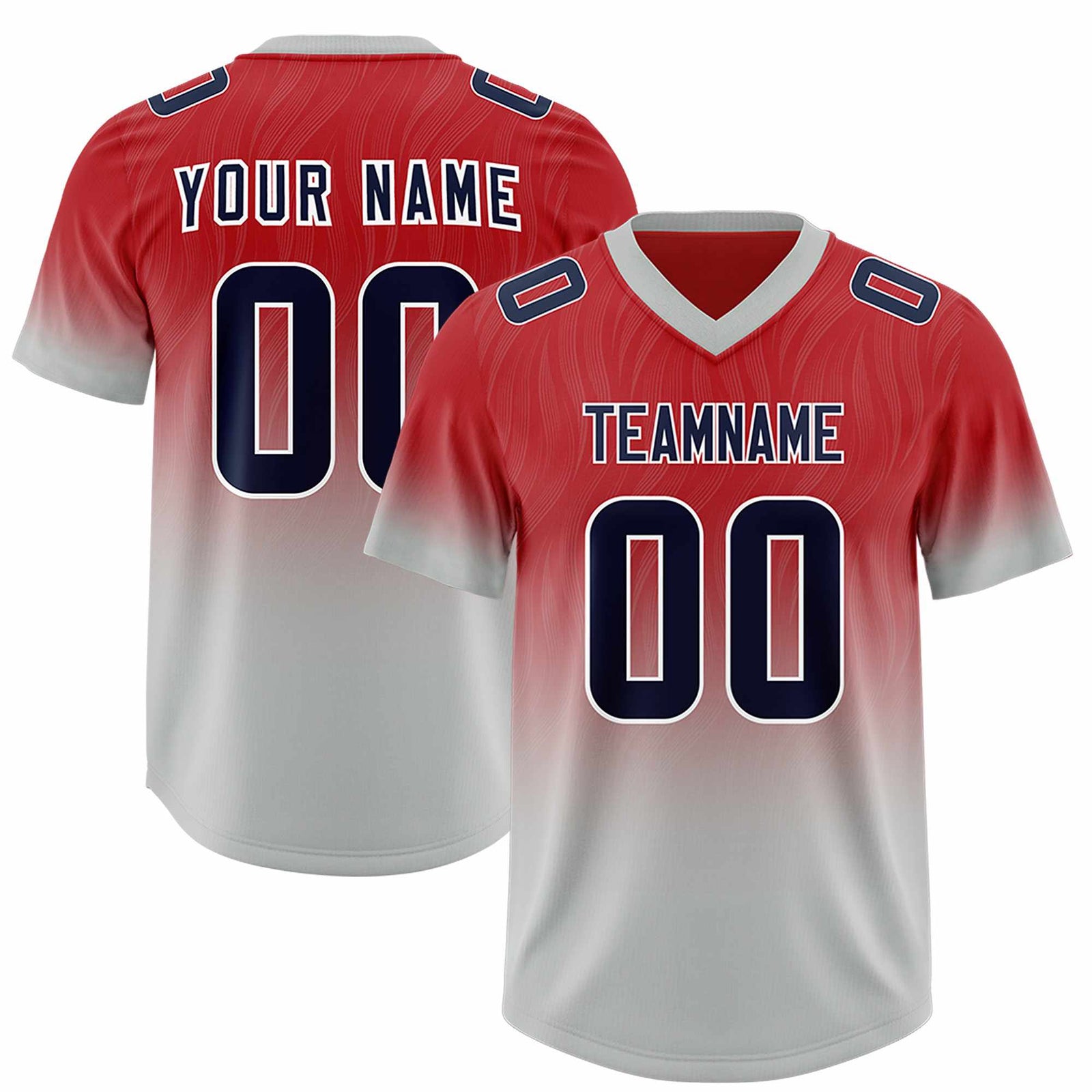 Custom Red Gray Gradient Fashion Outdoor Authentic Football Jersey