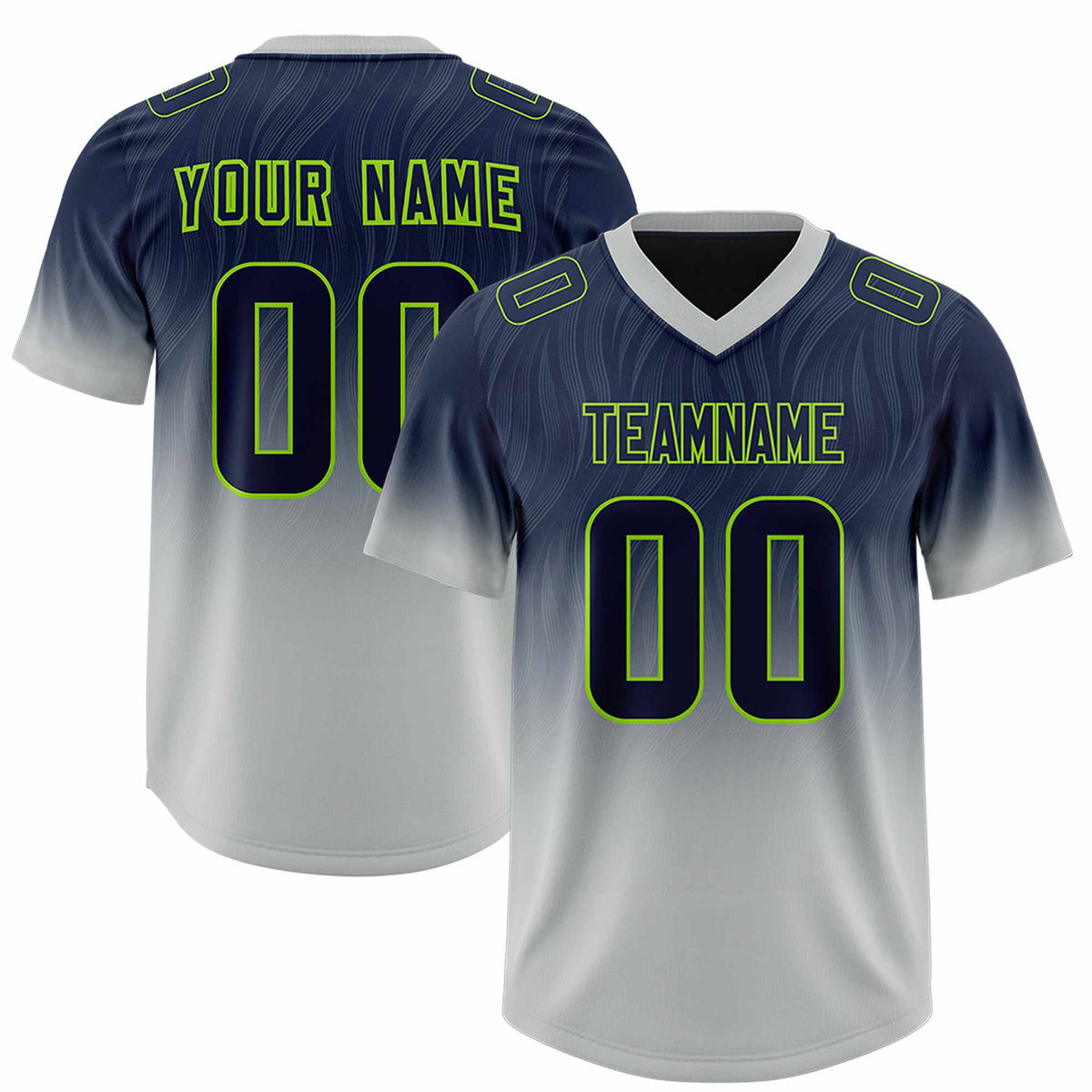 Custom Navy Gray Gradient Fashion Outdoor Authentic Football Jersey