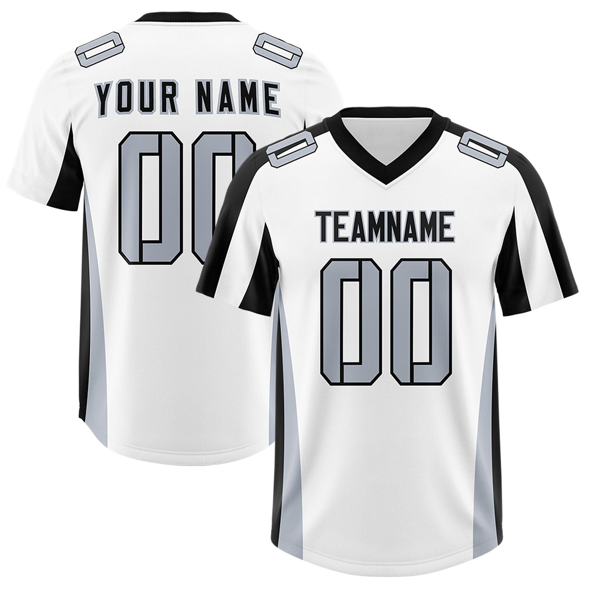Custom White Black Side Stripe Pattern Authentic Football Jersey