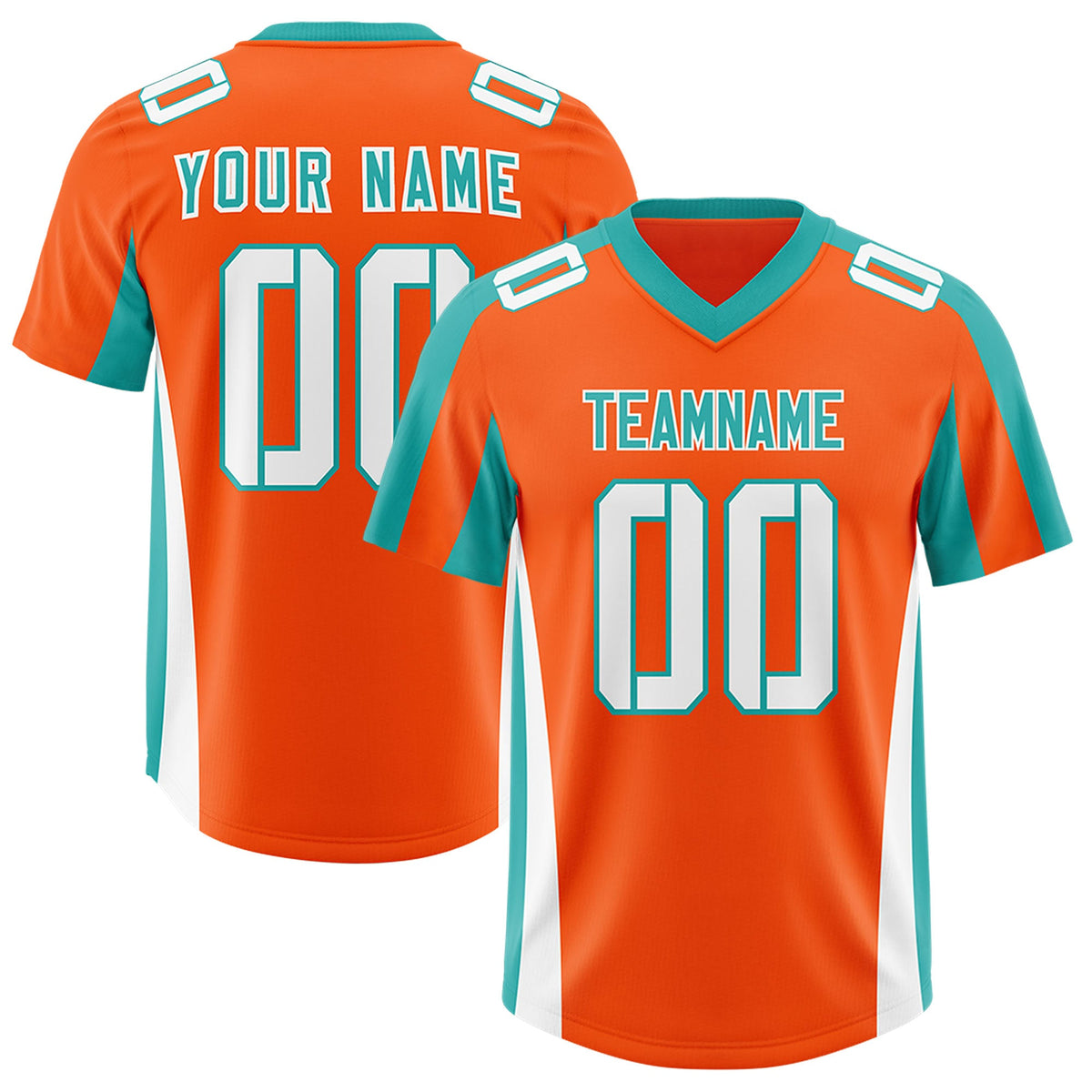 Custom Orange Aqua Side Stripe Pattern Authentic Football Jersey