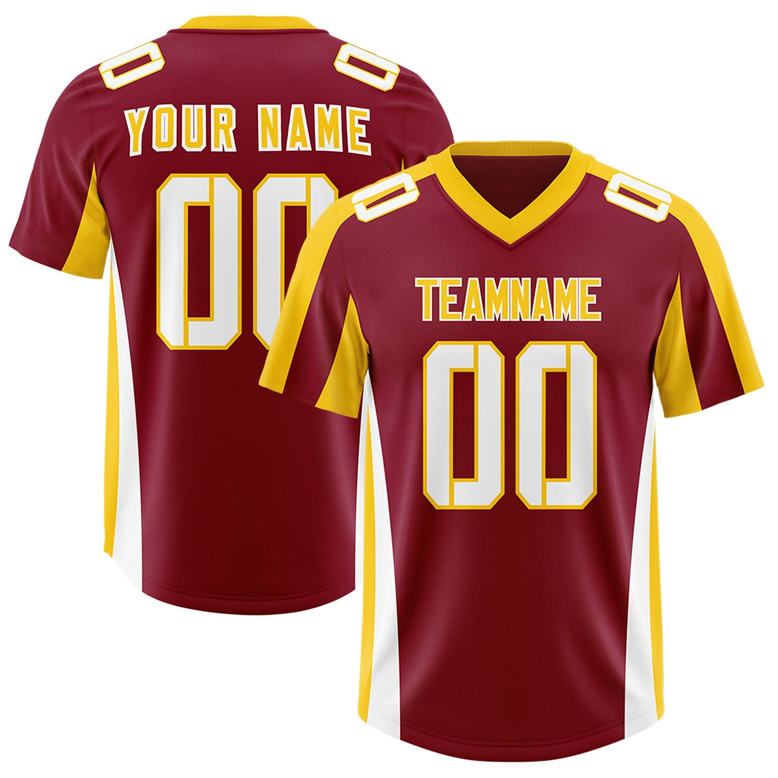 Custom Crimson Gold Side Stripe Pattern Authentic Football Jersey