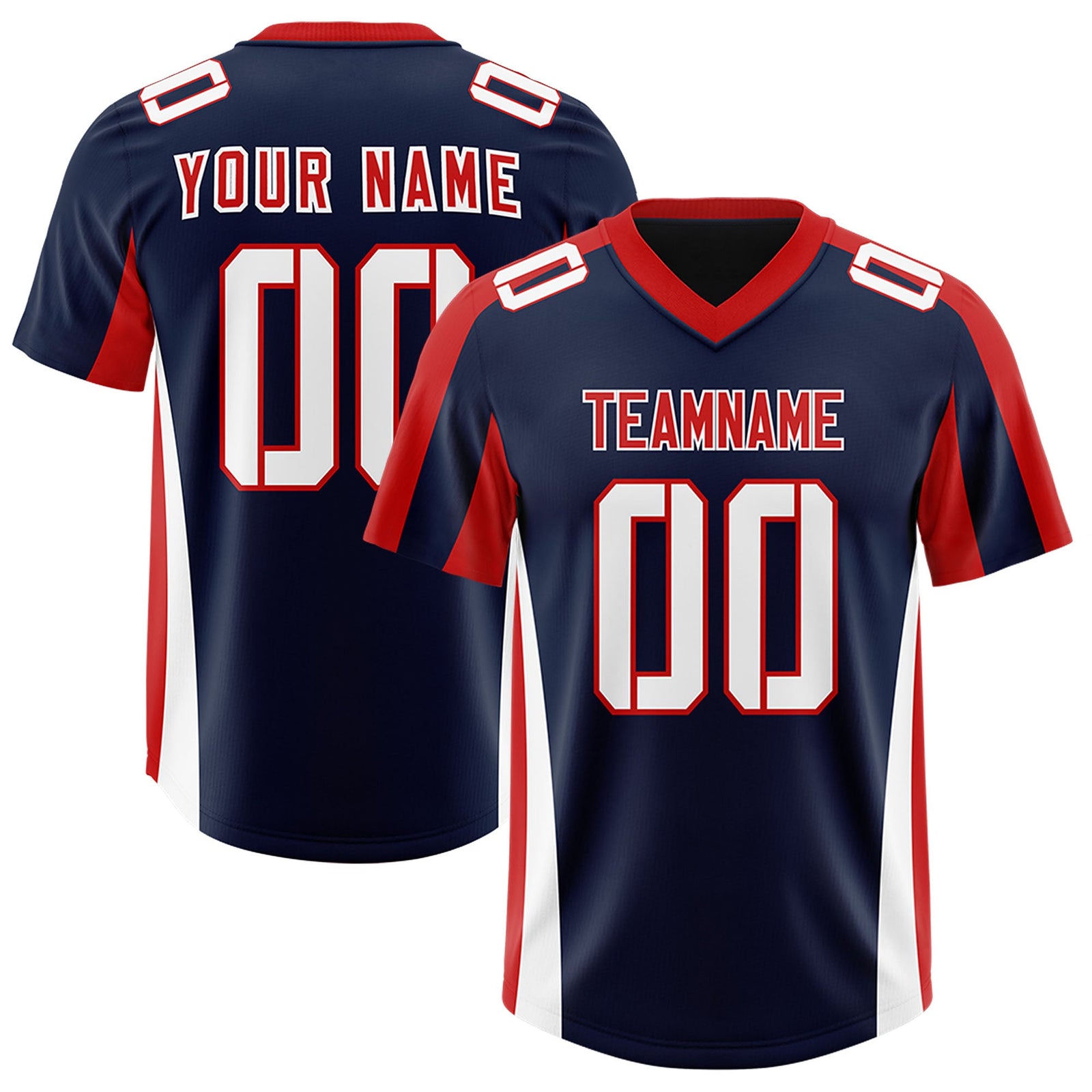 Custom Navy Red Side Stripe Pattern Authentic Football Jersey