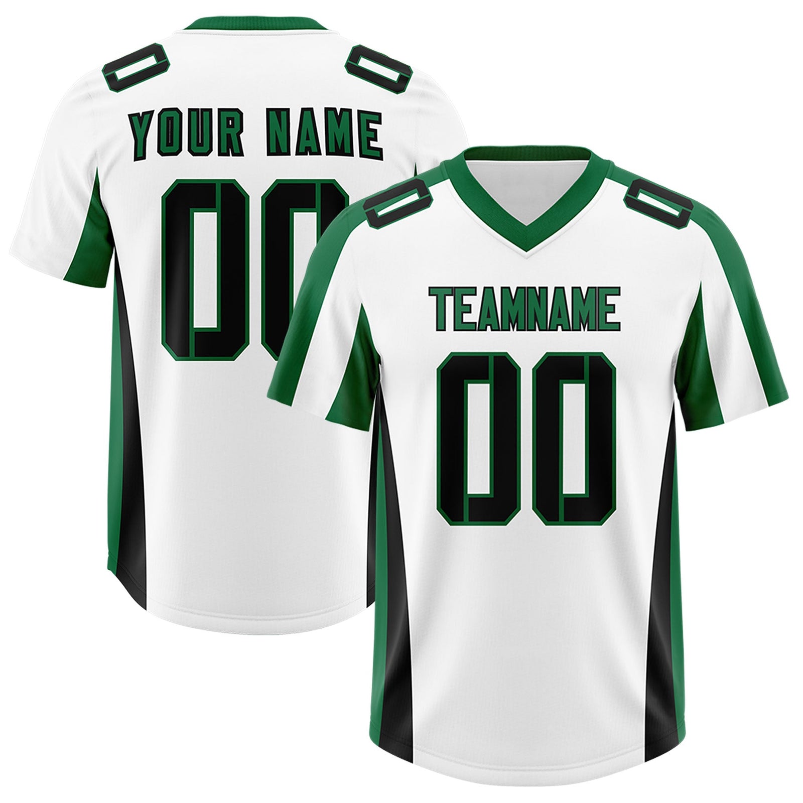 Custom White Kelly Green Side Stripe Pattern Authentic Football Jersey