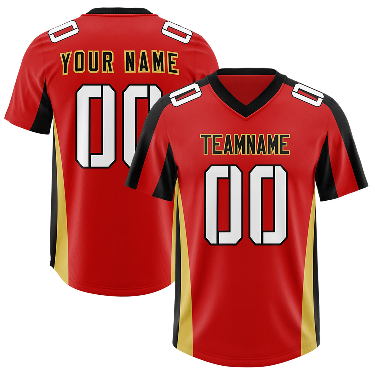 Custom Red Black Side Stripe Pattern Authentic Football Jersey