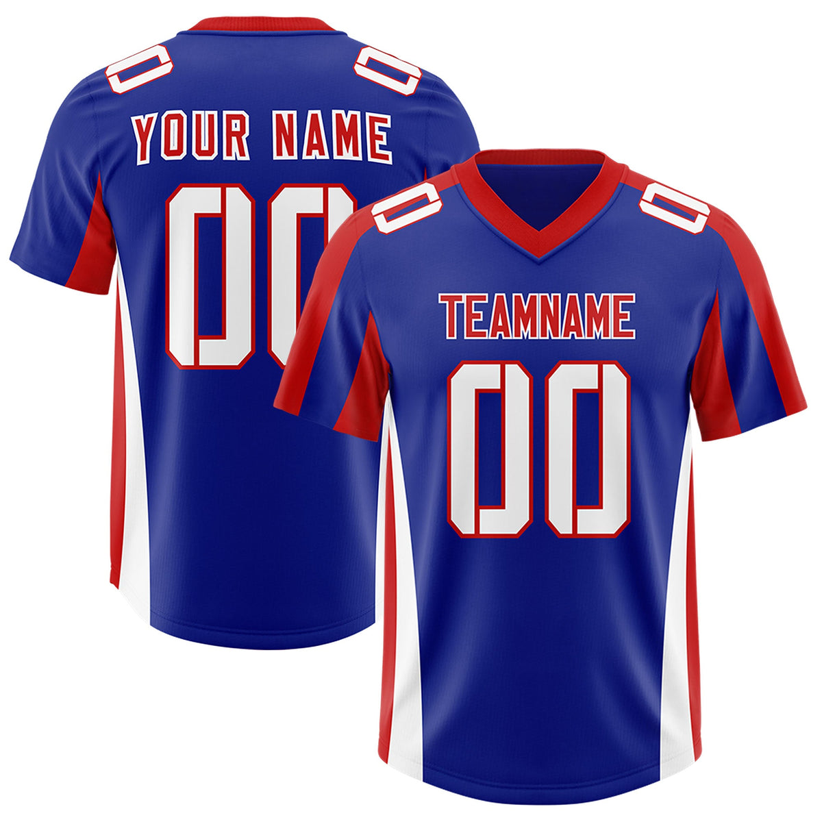 Custom Royal Red Side Stripe Pattern Authentic Football Jersey