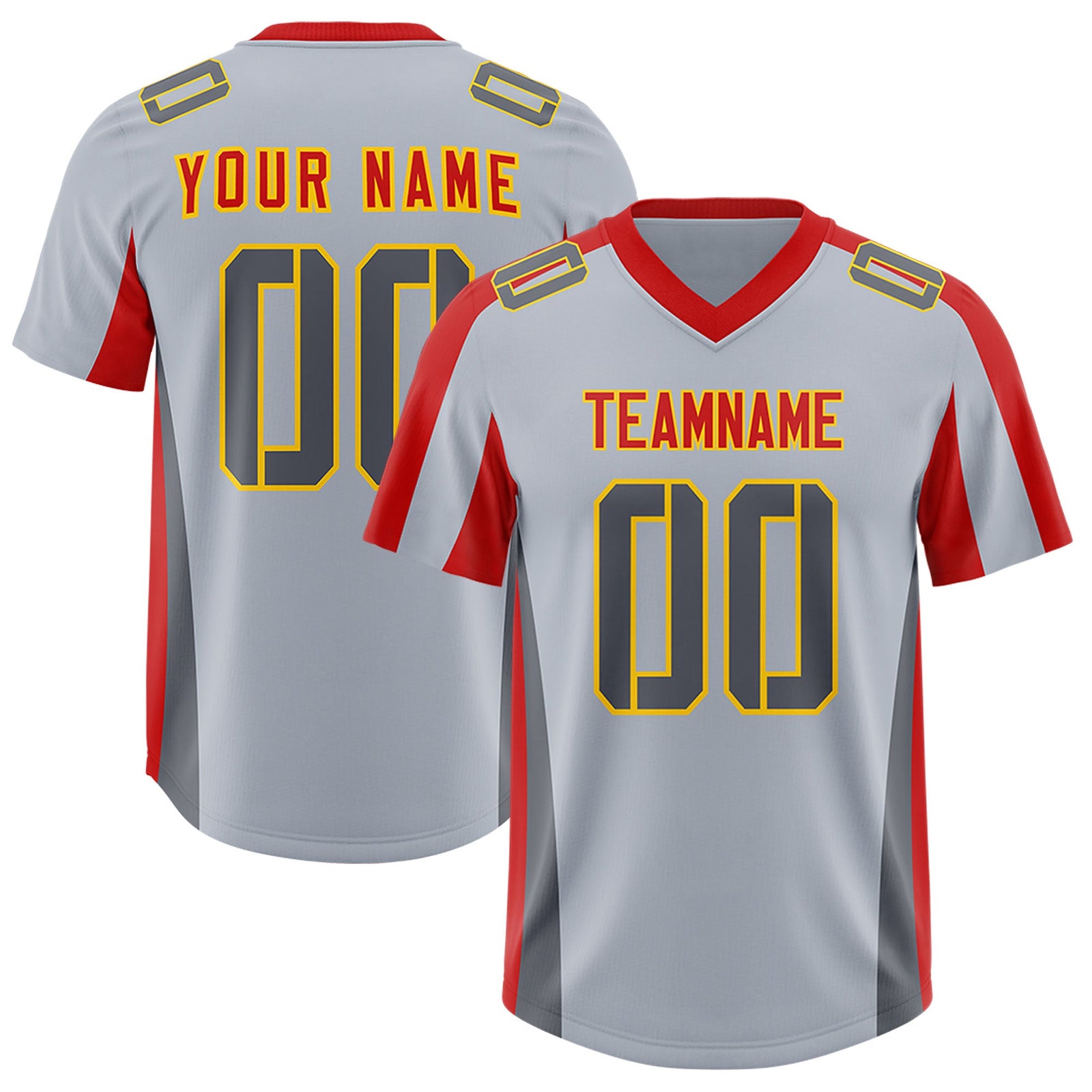 Custom Silver Red Side Stripe Pattern Authentic Football Jersey