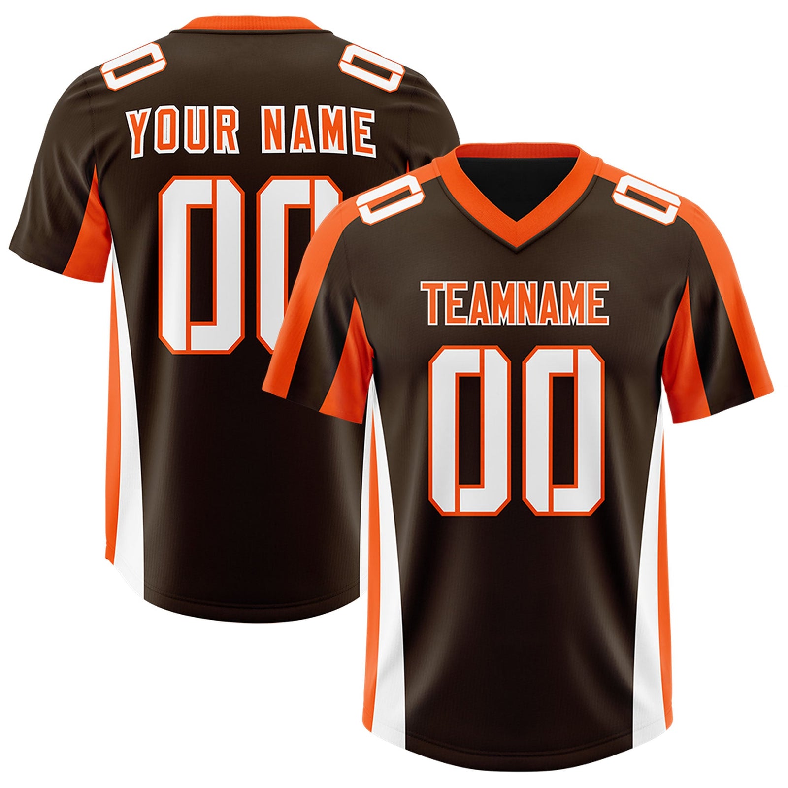Custom Brown Orange Side Stripe Pattern Authentic Football Jersey