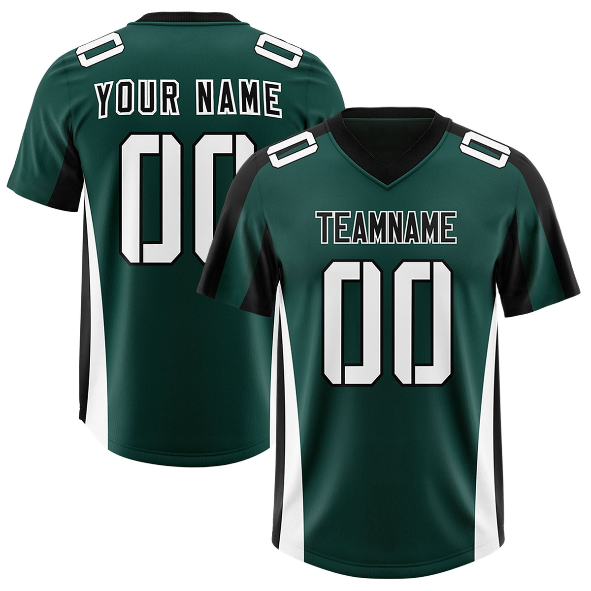 Custom Midnight Green Black Side Stripe Pattern Authentic Football Jersey