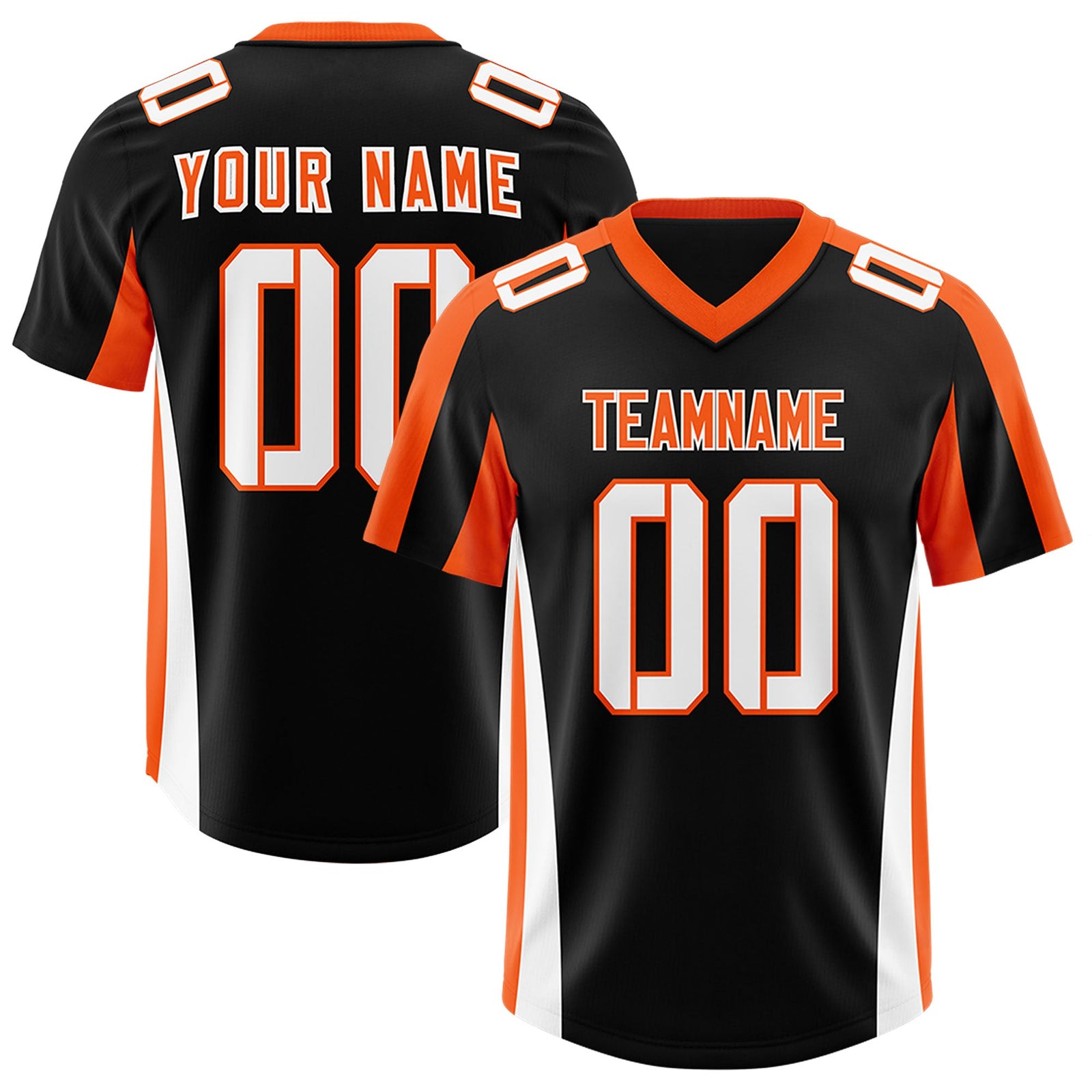 Custom Black Orange Side Stripe Pattern Authentic Football Jersey