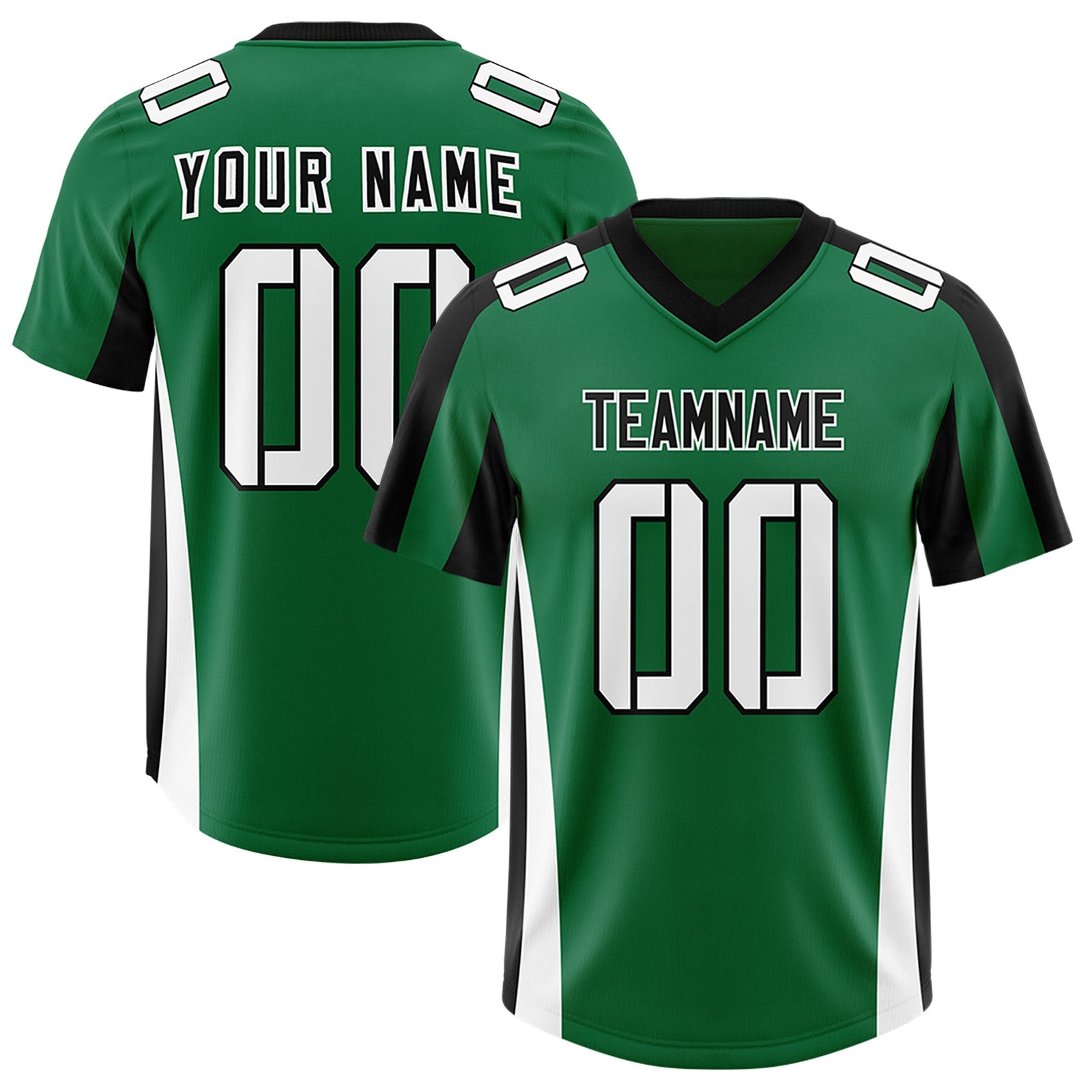 Custom Kelly Green Black Side Stripe Pattern Authentic Football Jersey