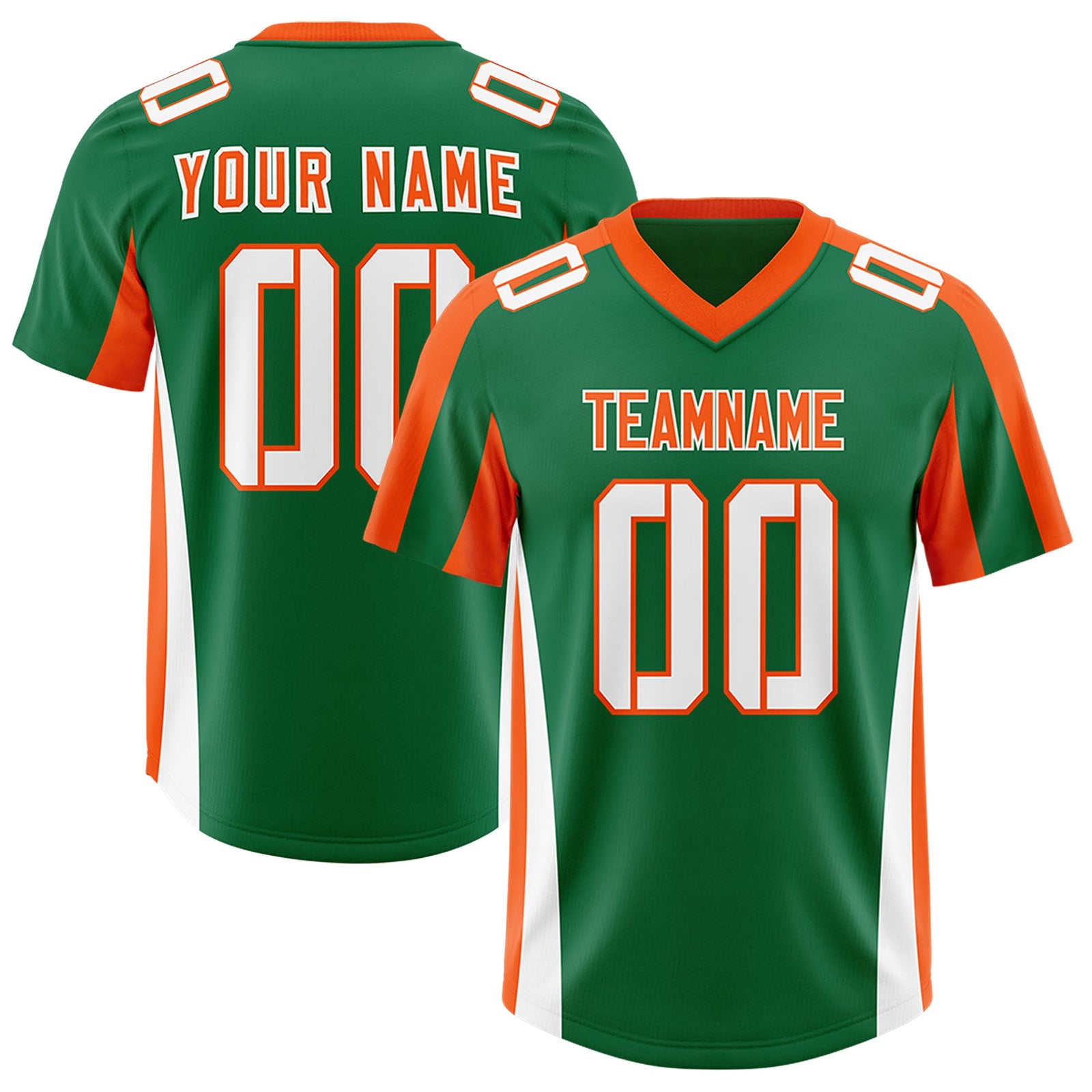 Custom Kelly Green Orange Side Stripe Pattern Authentic Football Jersey