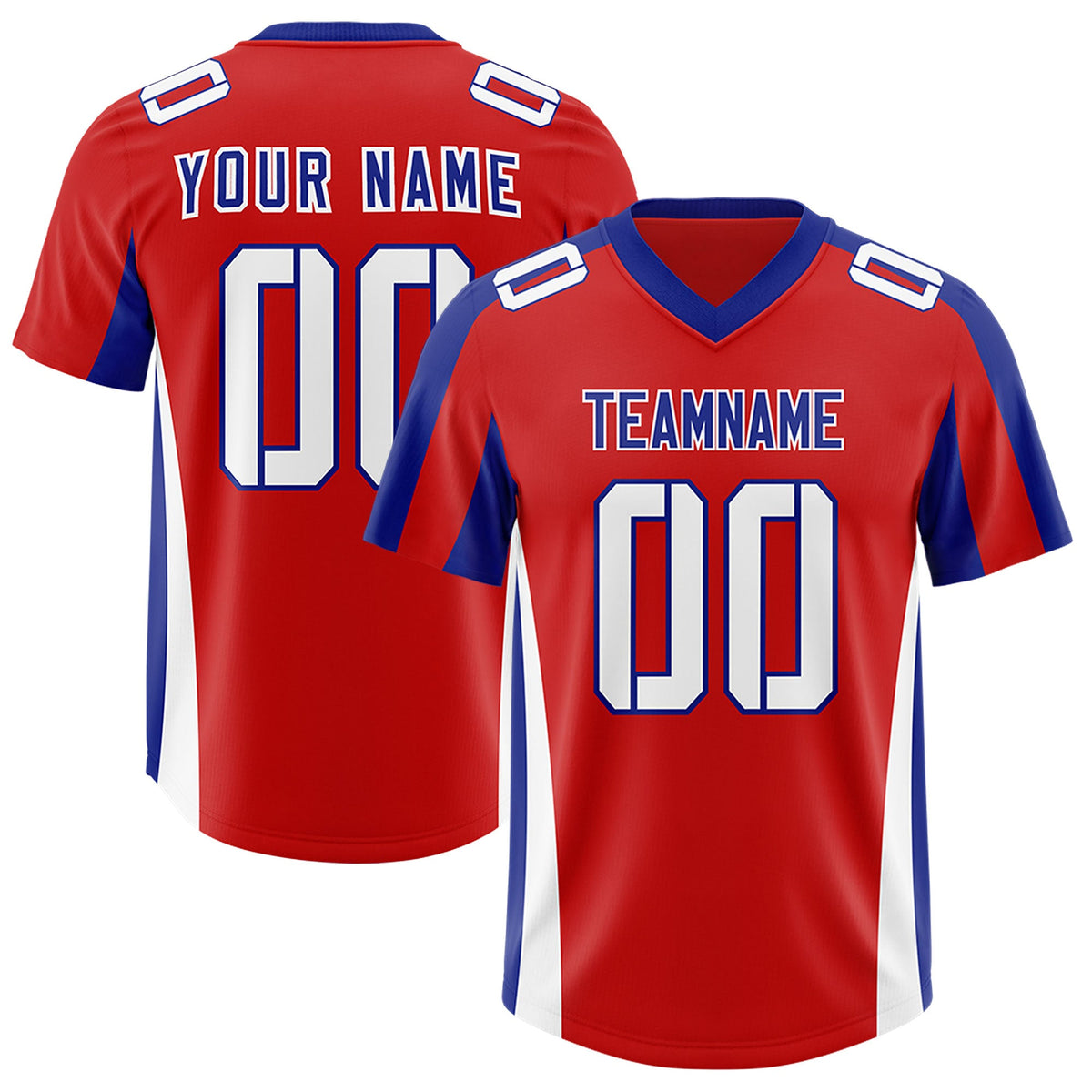 Custom Red Royal Side Stripe Pattern Authentic Football Jersey