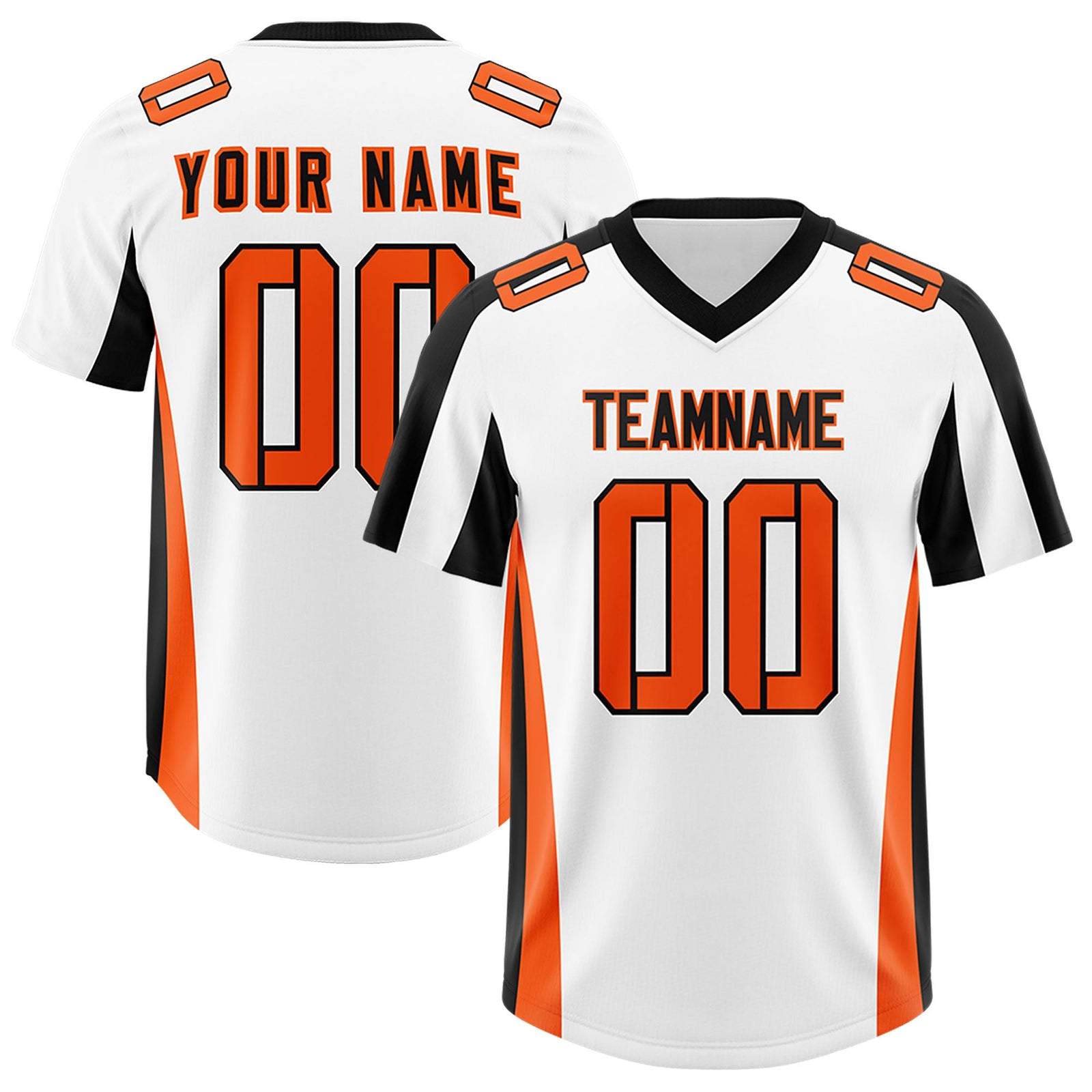 Custom White Black Side Stripe Pattern Authentic Football Jersey