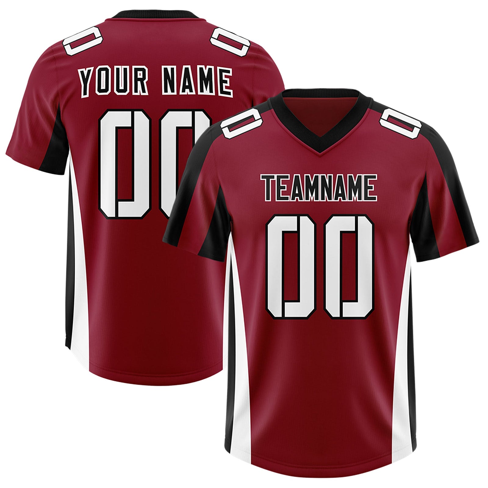 Custom Crimson Black Side Stripe Pattern Authentic Football Jersey