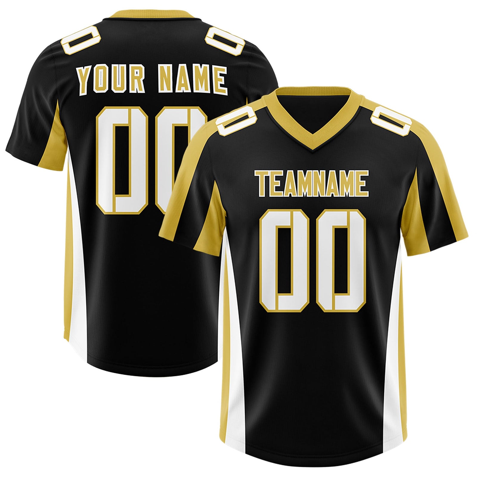 Custom Black Old Gold Side Stripe Pattern Authentic Football Jersey