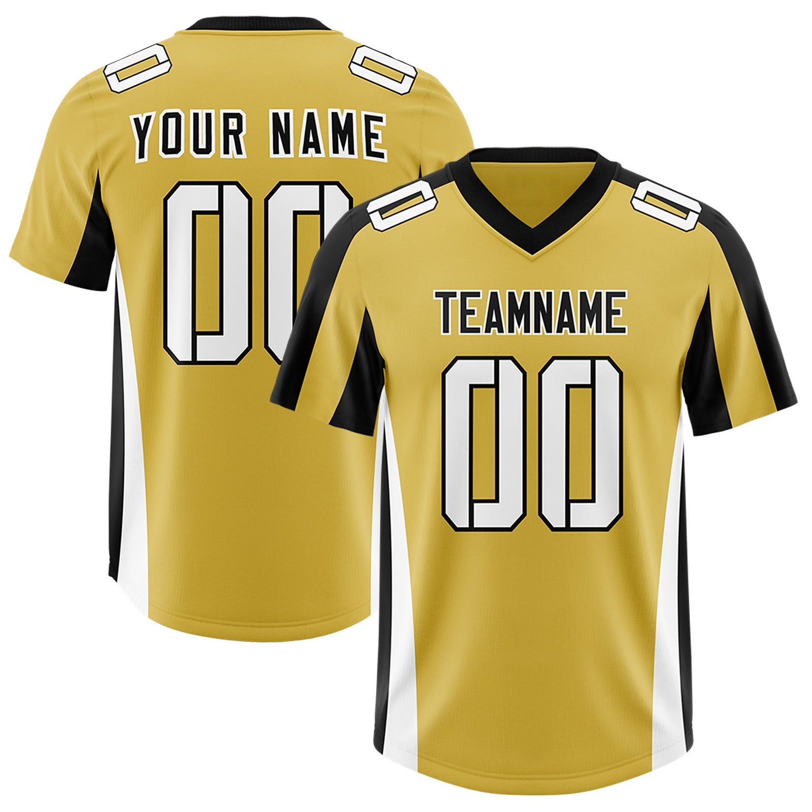 Custom Old Gold Navy Side Stripe Pattern Authentic Football Jersey