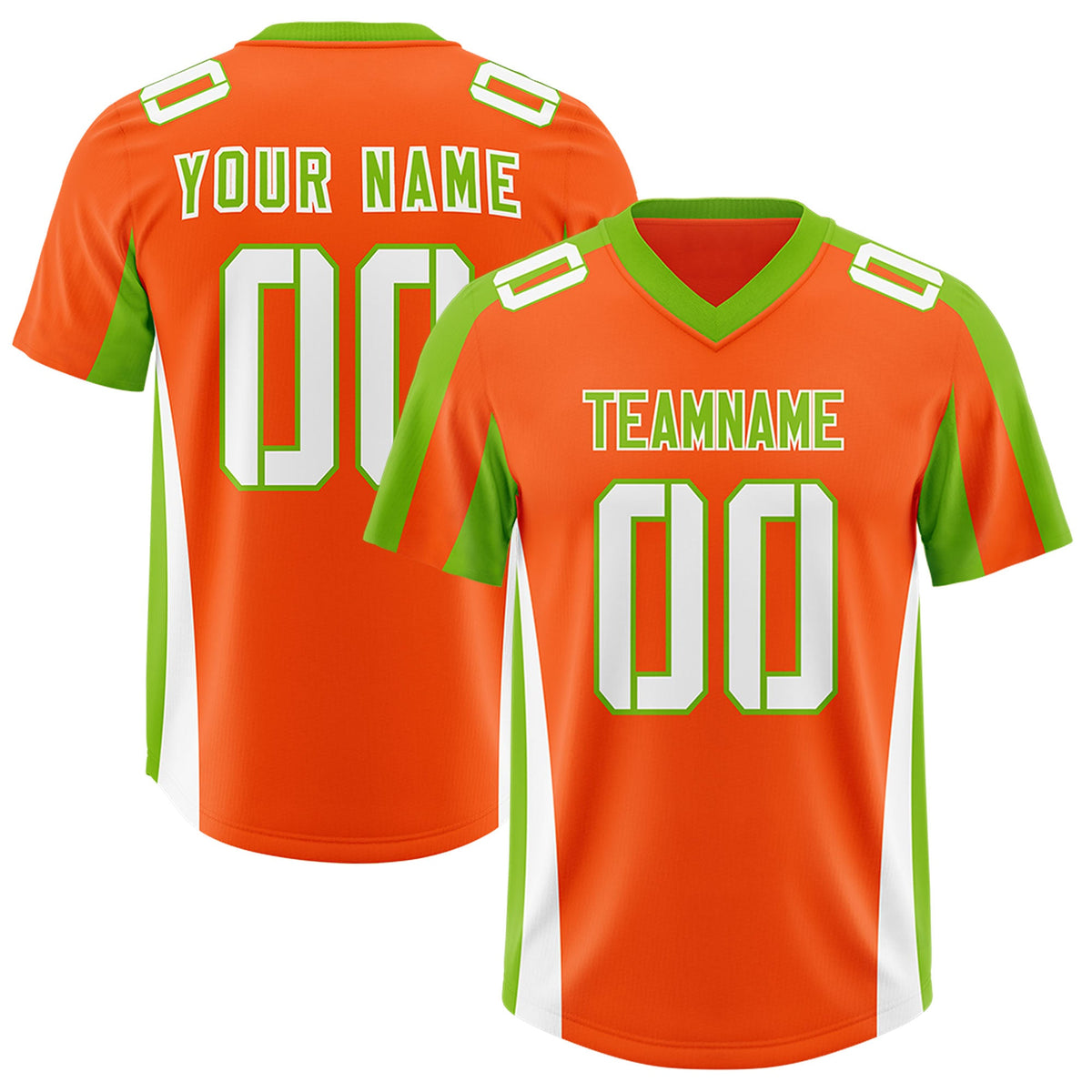 Custom Orange Neon Green Side Stripe Pattern Authentic Football Jersey