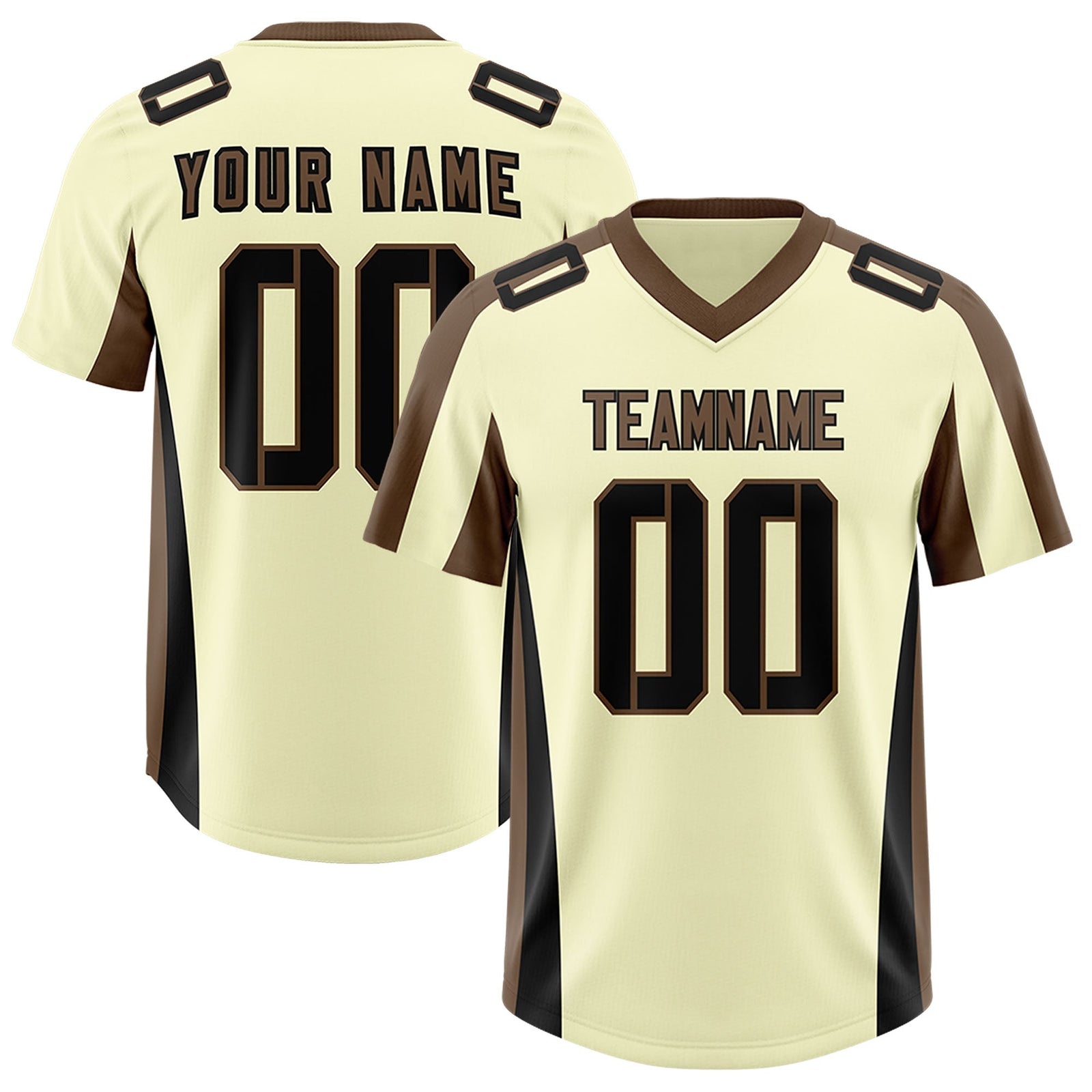 Custom Cream Light Brown Side Stripe Pattern Authentic Football Jersey