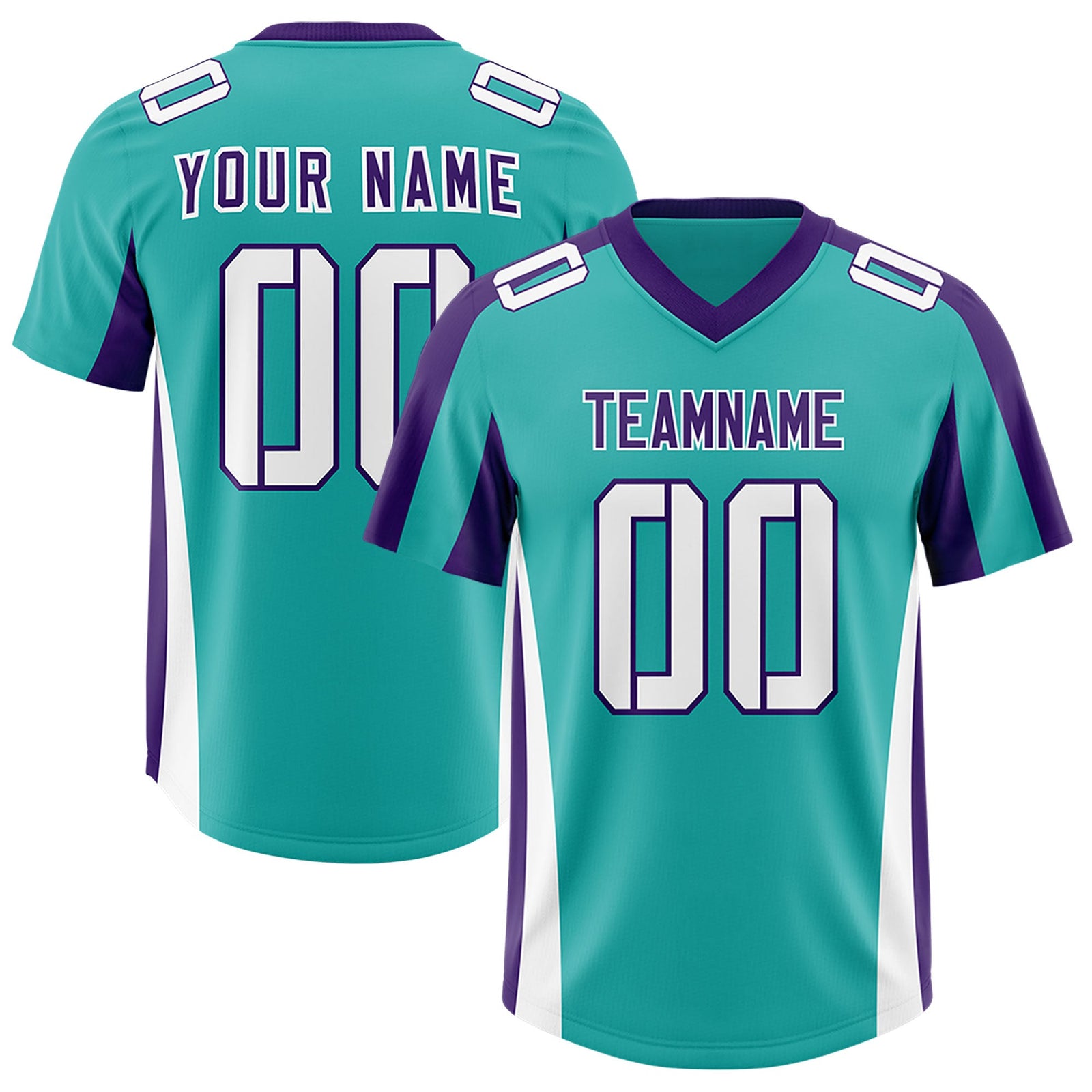 Custom Aqua Purple Side Stripe Pattern Authentic Football Jersey