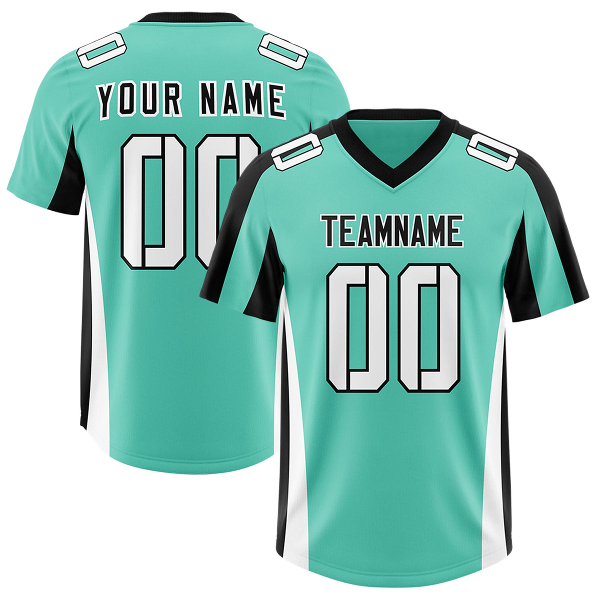 Custom Bright Green Black Side Stripe Pattern Authentic Football Jersey