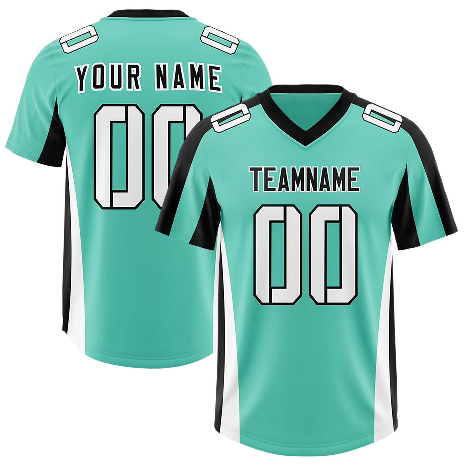 Custom Bright Green Black Side Stripe Pattern Authentic Football Jersey