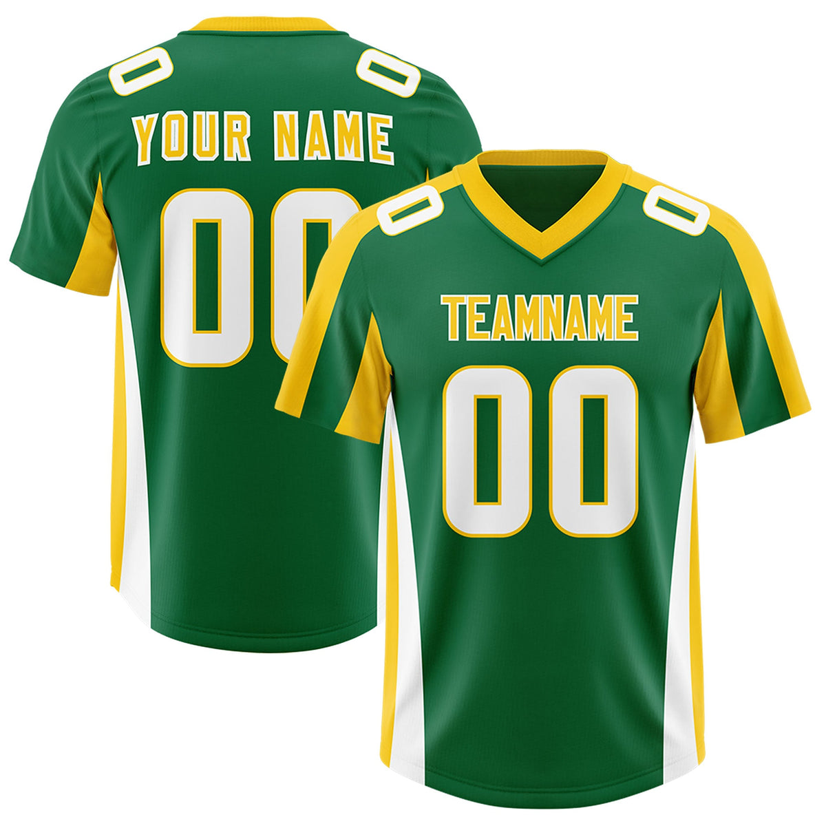 Custom Kelly Green Gold Side Stripe Pattern Authentic Football Jersey