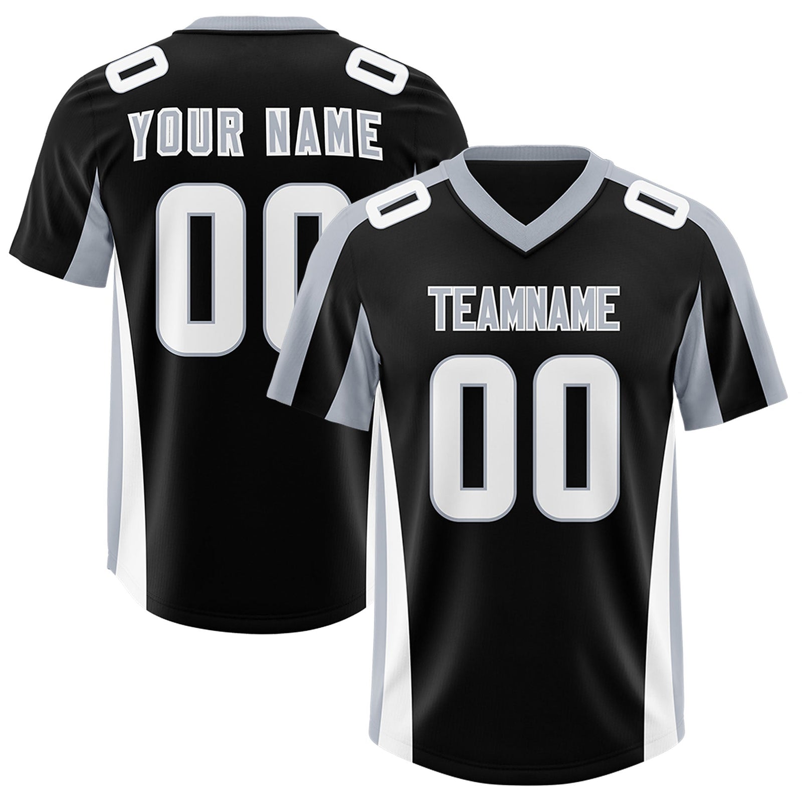 Custom Black Silver Side Stripe Pattern Authentic Football Jersey