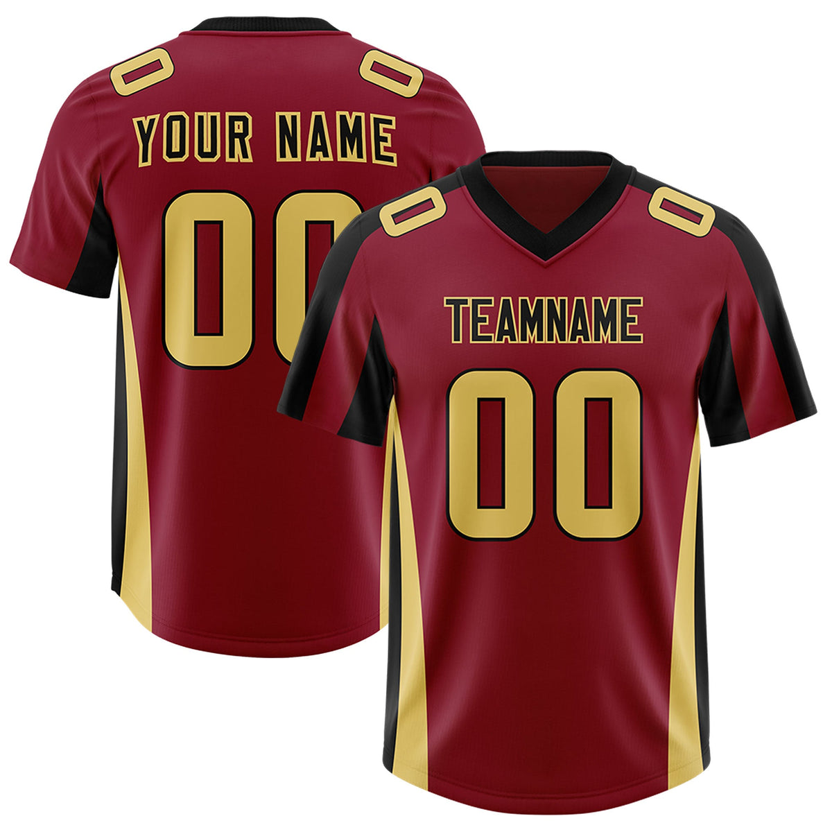 Custom Crimson Black Side Stripe Pattern Authentic Football Jersey