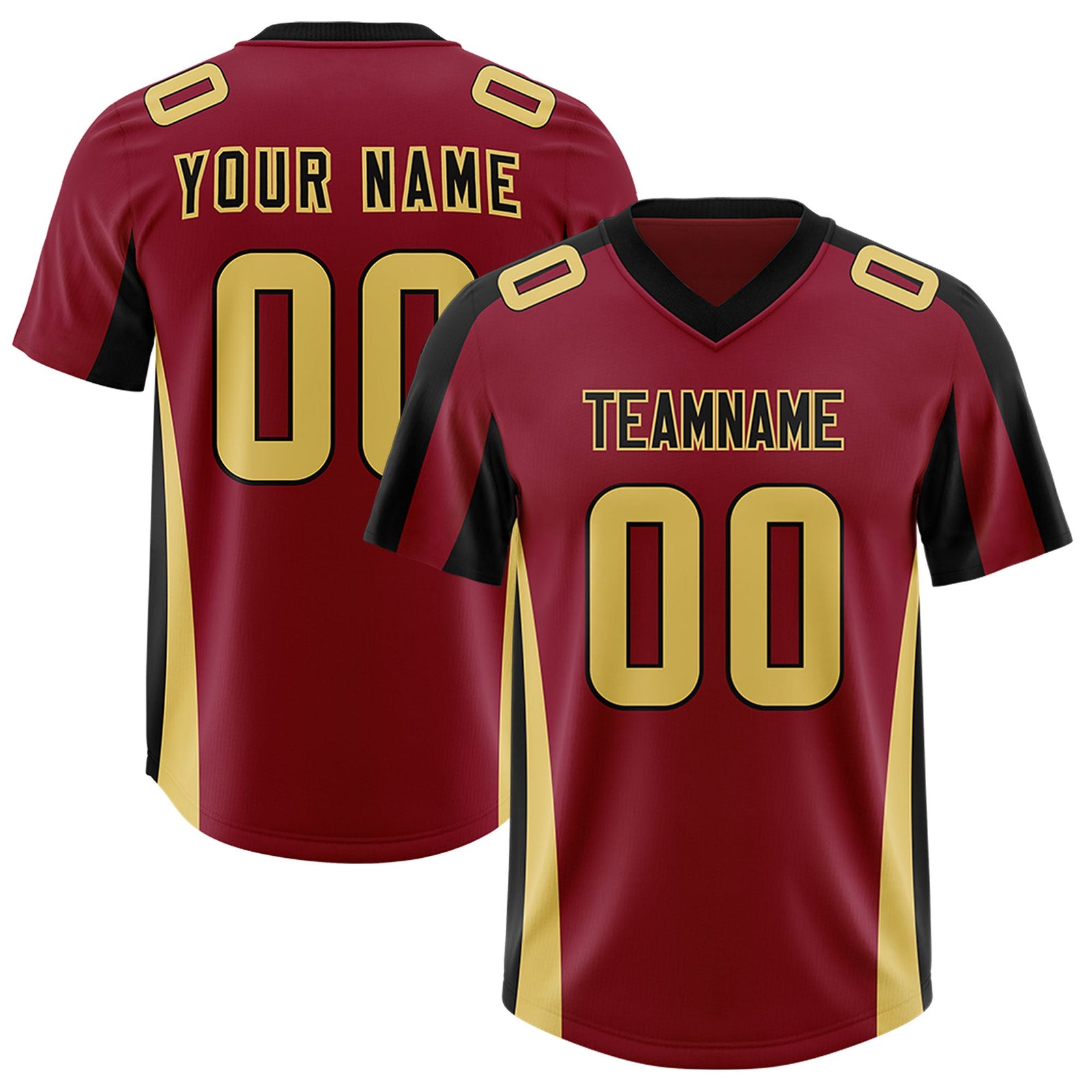 Custom Crimson Black Side Stripe Pattern Authentic Football Jersey