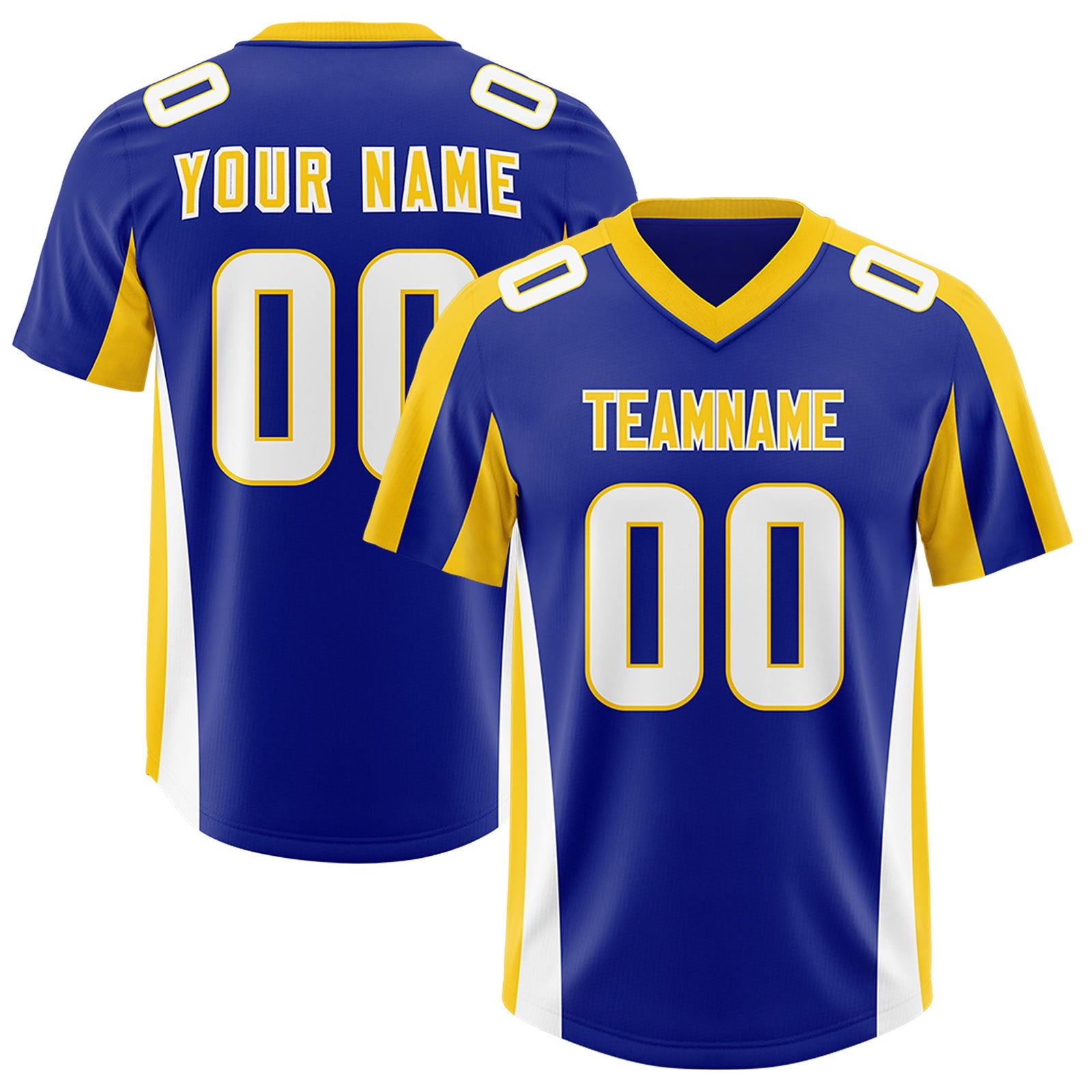 Custom Royal Gold Side Stripe Pattern Authentic Football Jersey