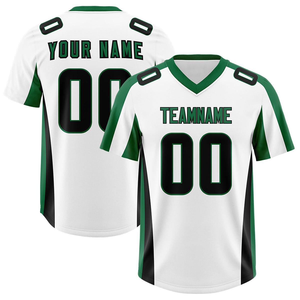 Custom White Kelly Green Side Stripe Pattern Authentic Football Jersey