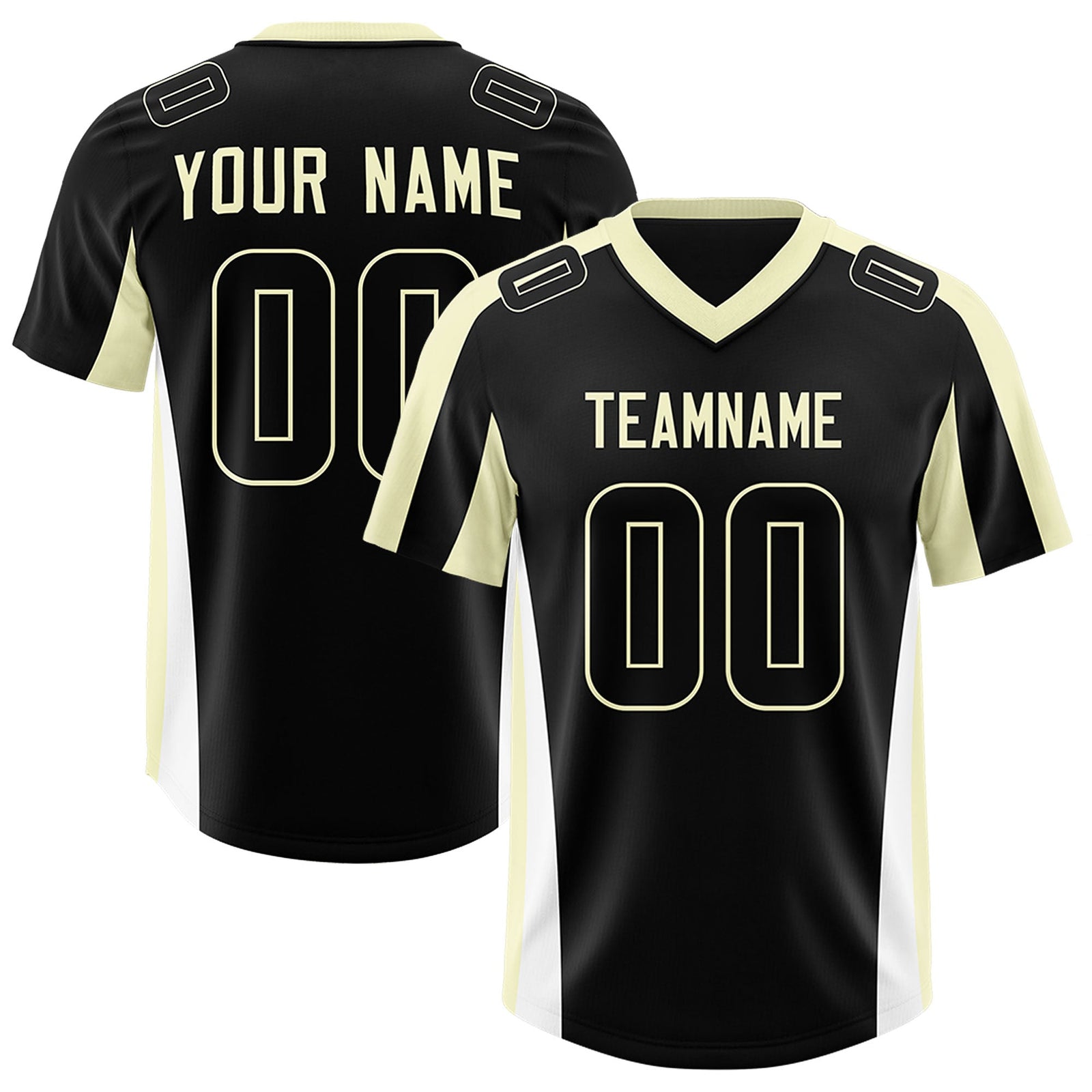 Custom Black Cream Side Stripe Pattern Authentic Football Jersey