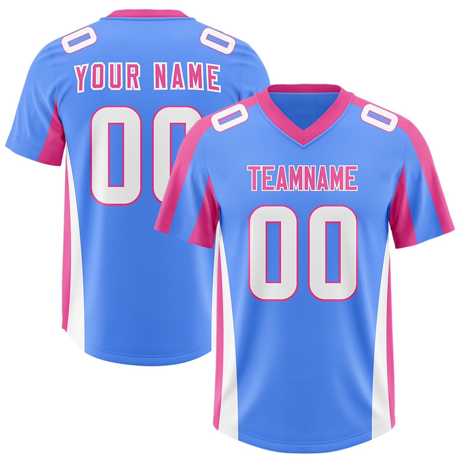 Custom Powder Blue Pink Side Stripe Pattern Authentic Football Jersey