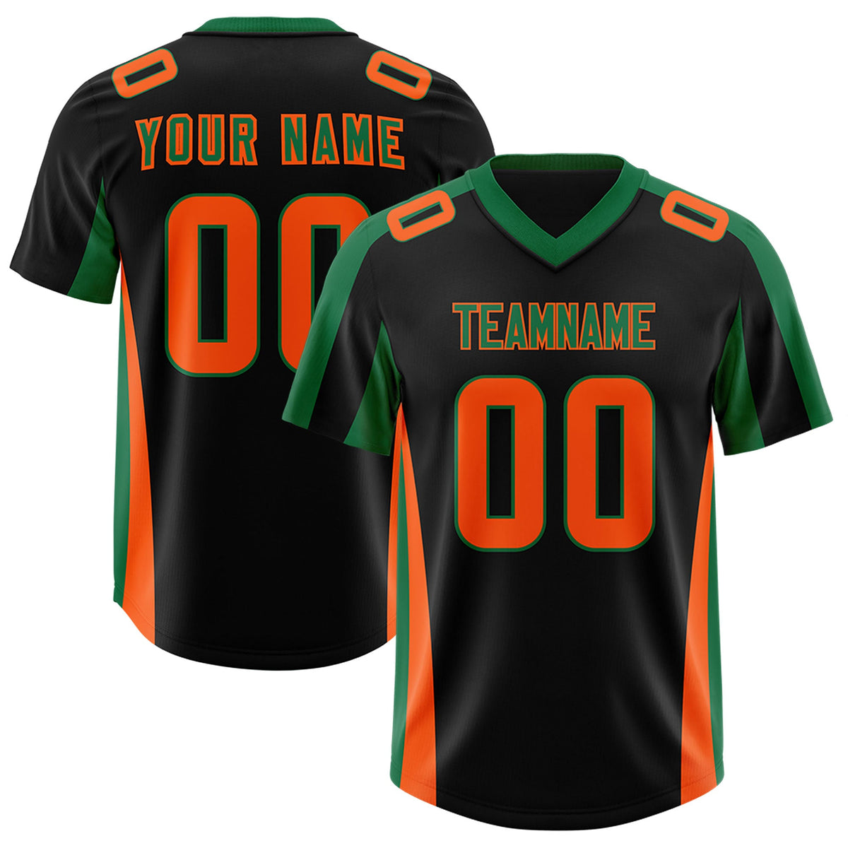 Custom Black Kelly Green Side Stripe Pattern Authentic Football Jersey