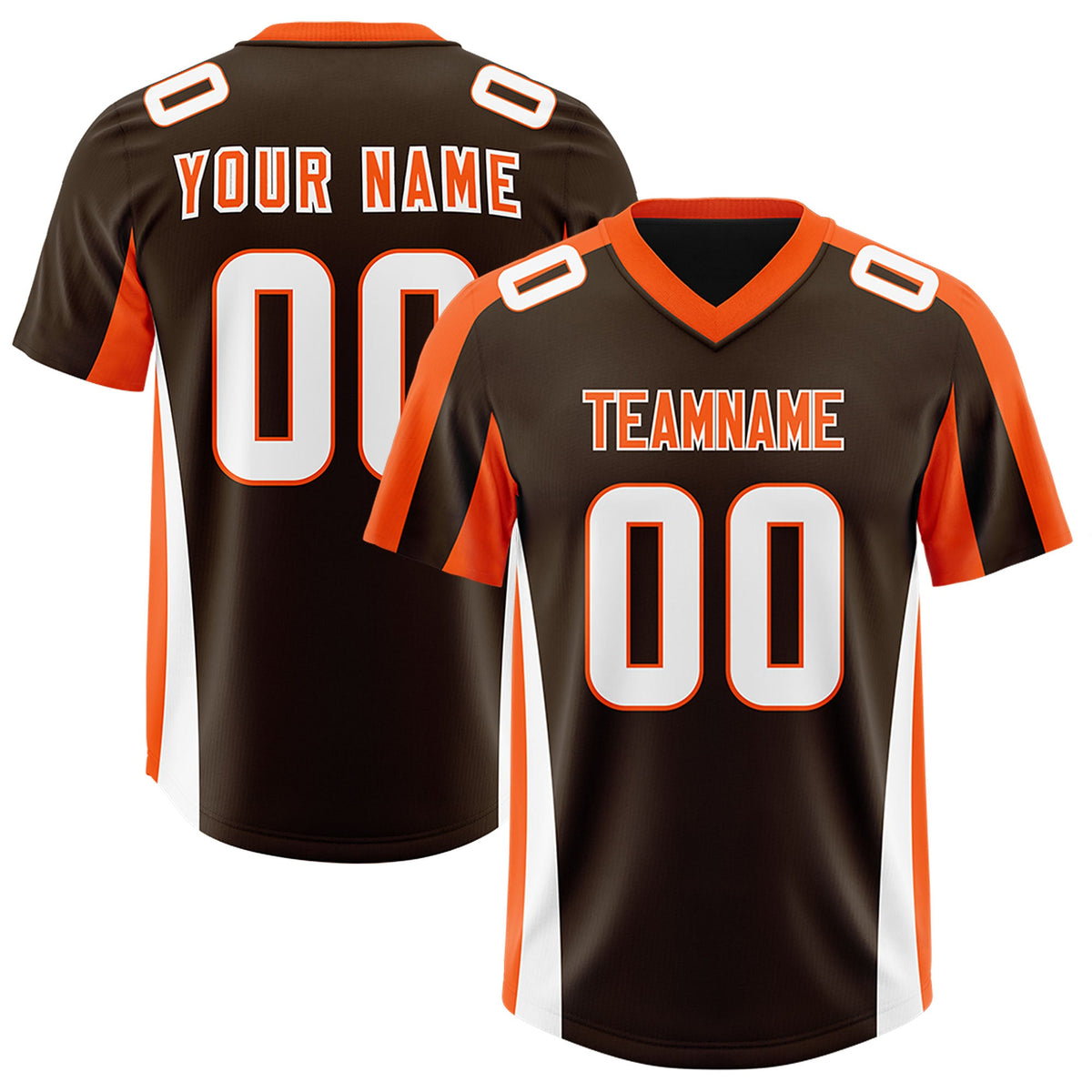 Custom Brown Orange Side Stripe Pattern Authentic Football Jersey