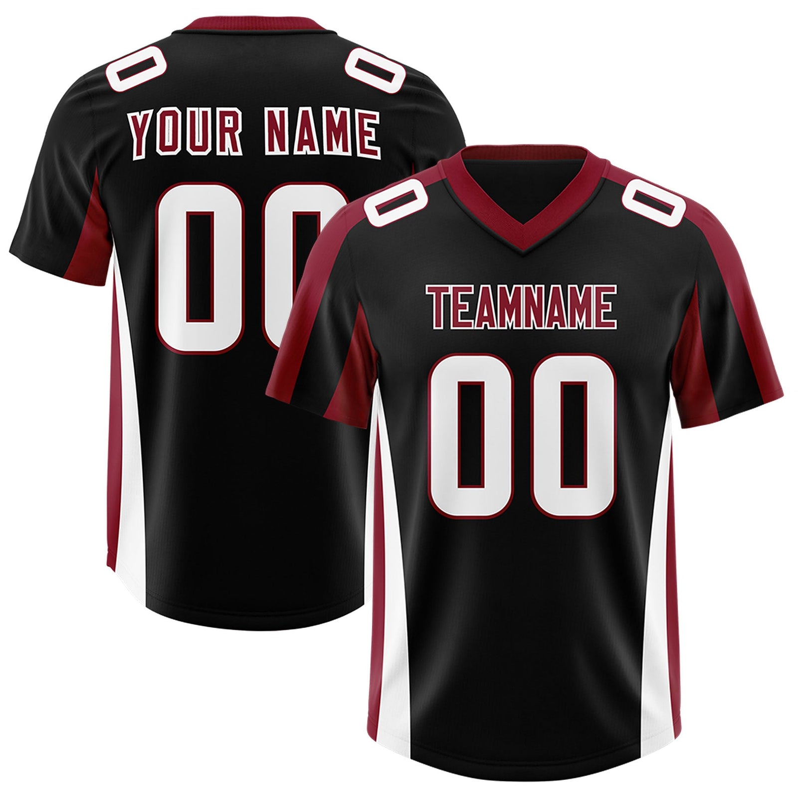 Custom Black Crimson Side Stripe Pattern Authentic Football Jersey