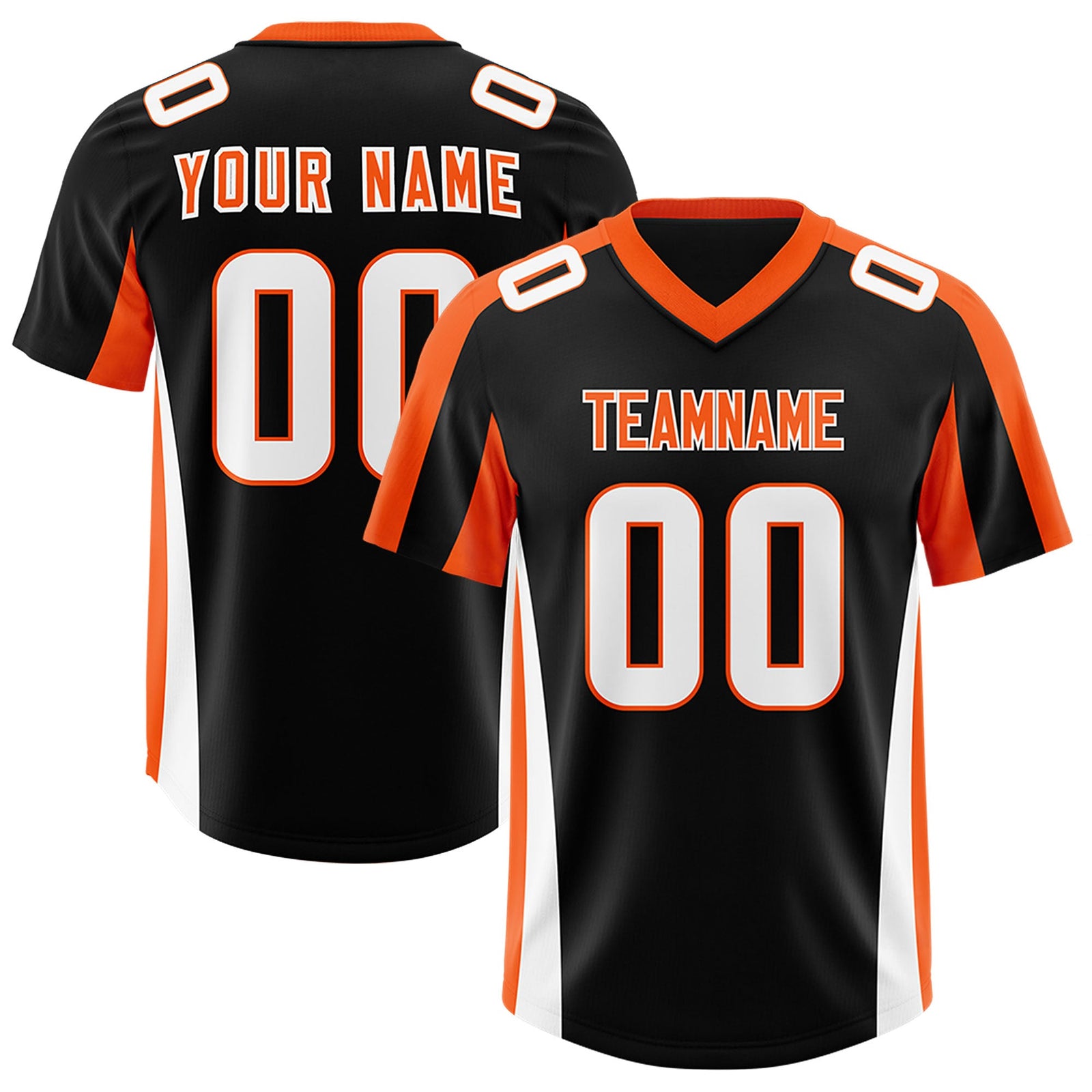 Custom Black Orange Side Stripe Pattern Authentic Football Jersey