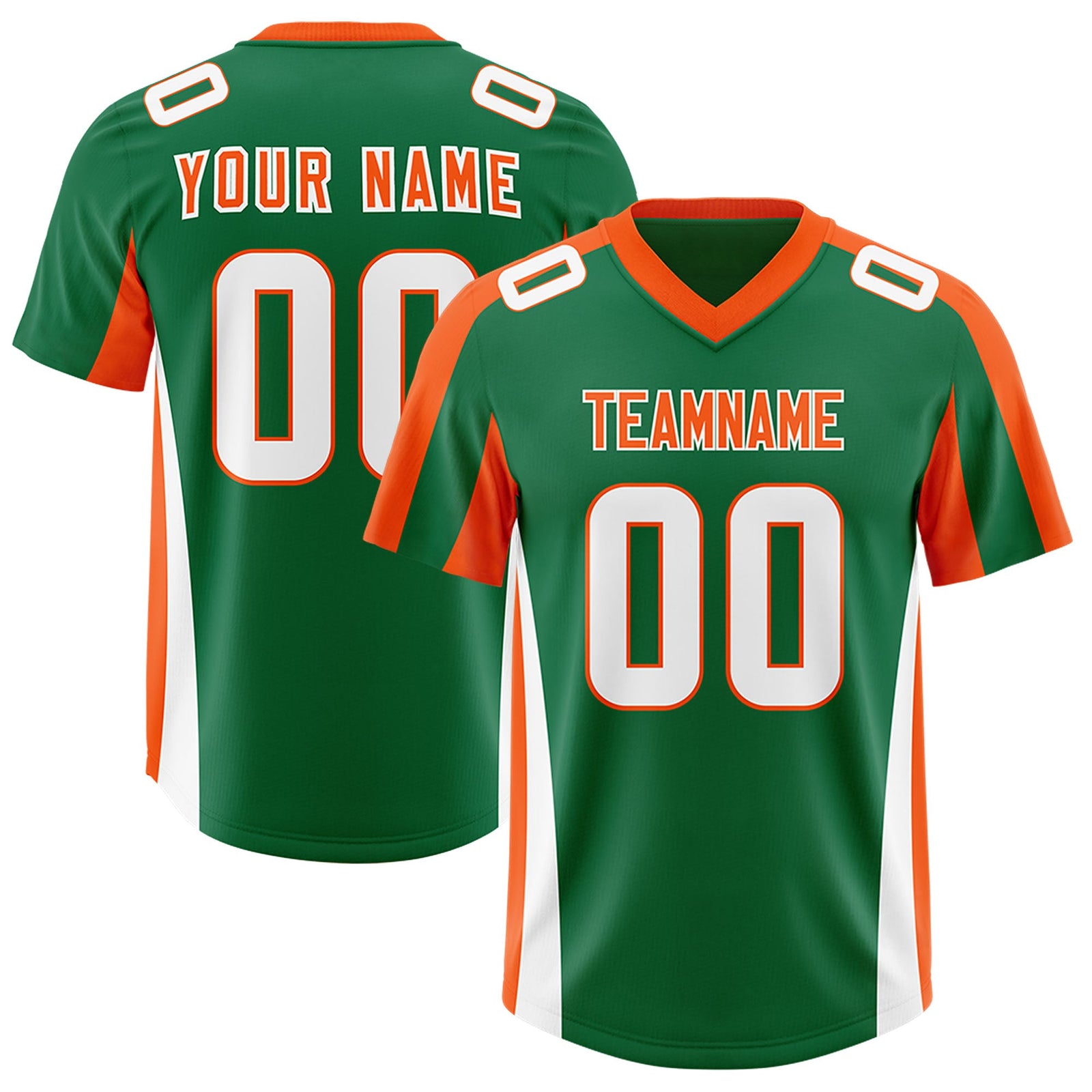 Custom Kelly Green Orange Side Stripe Pattern Authentic Football Jersey