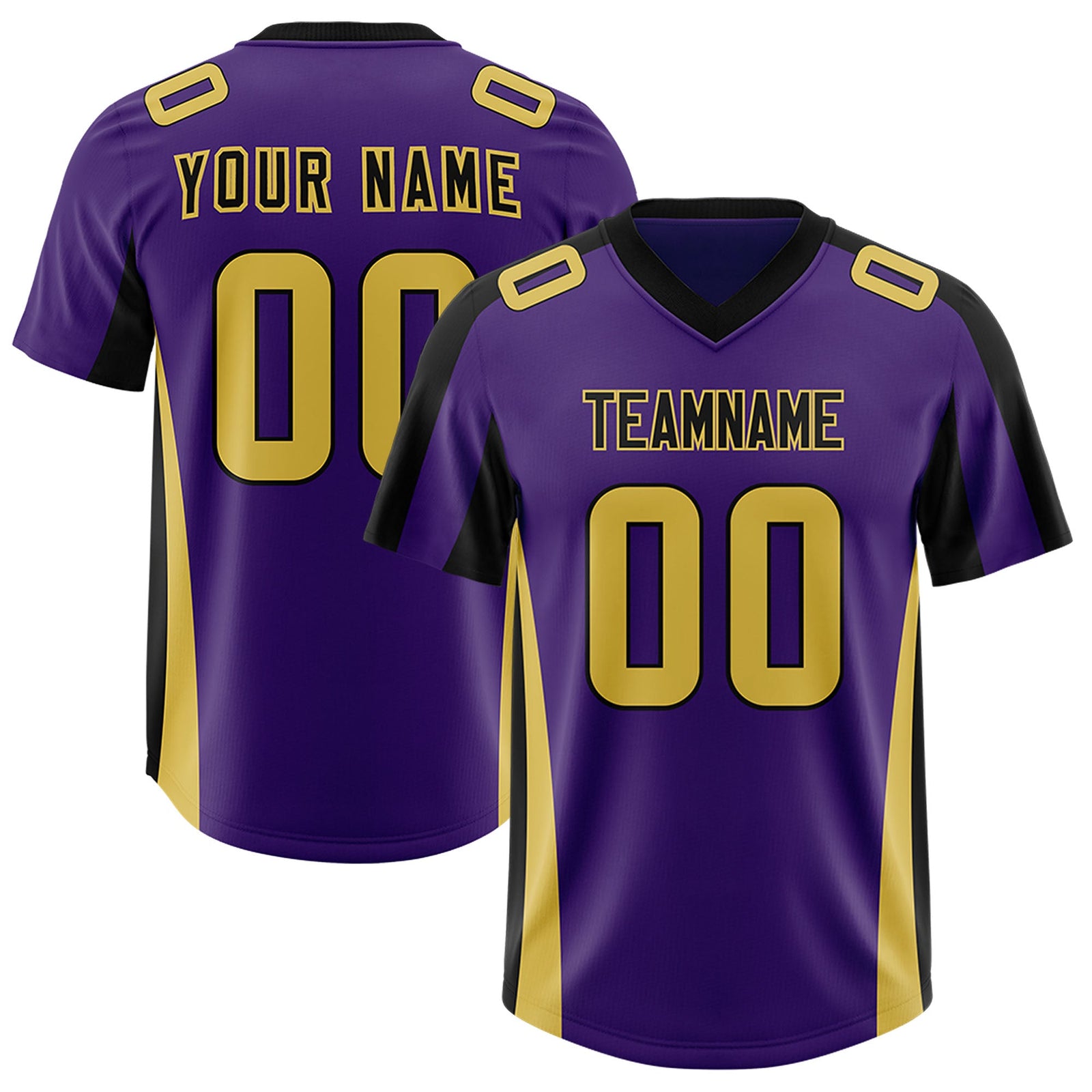 Custom Purple Black Side Stripe Pattern Authentic Football Jersey