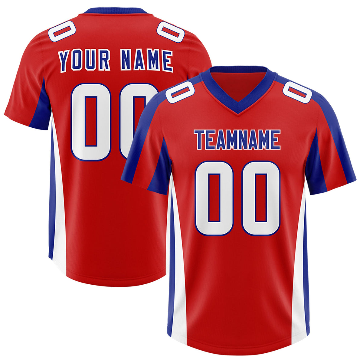 Custom Red Royal Side Stripe Pattern Authentic Football Jersey