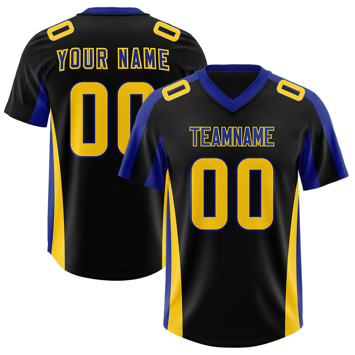 Custom Black Royal Side Stripe Pattern Authentic Football Jersey
