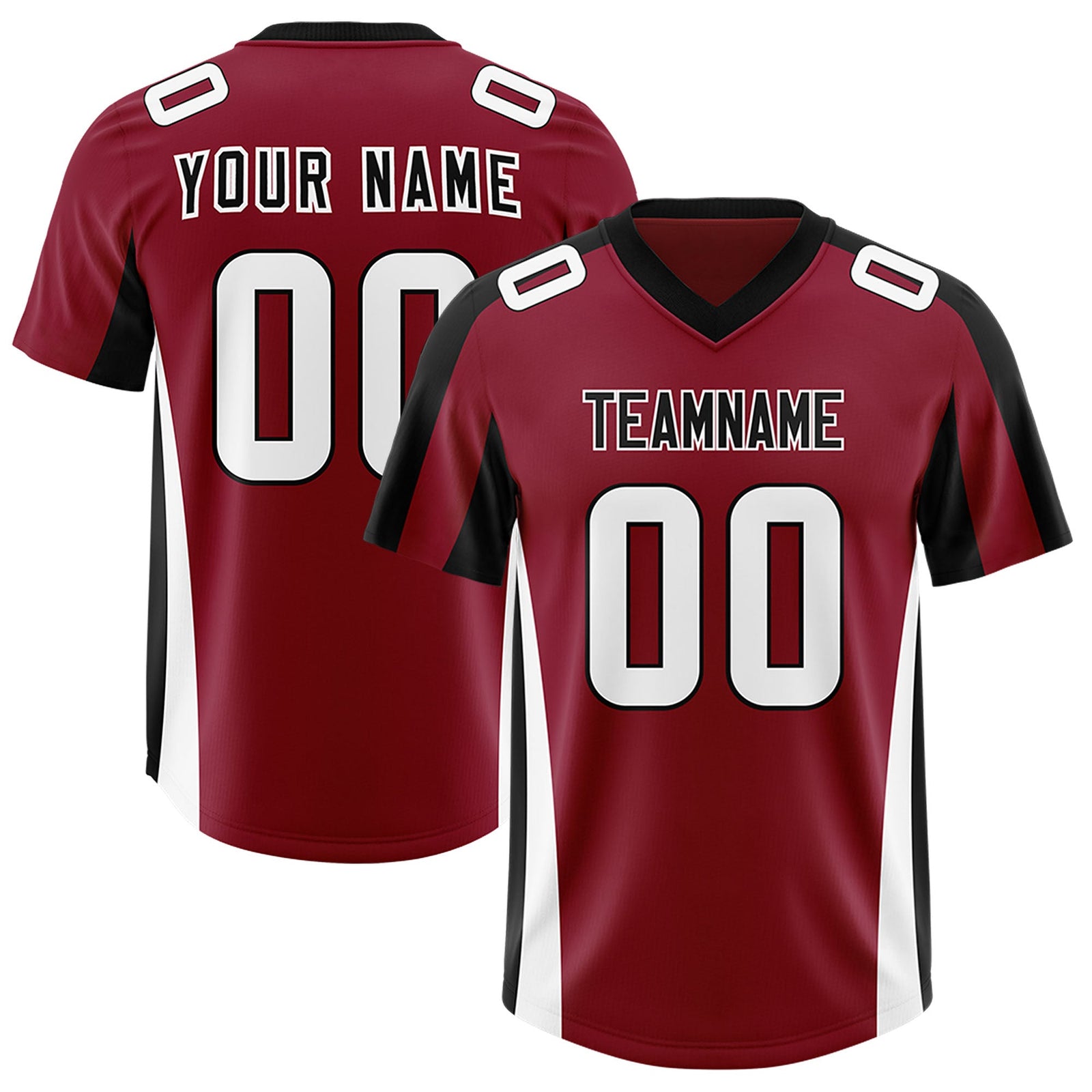 Custom Crimson Black Side Stripe Pattern Authentic Football Jersey