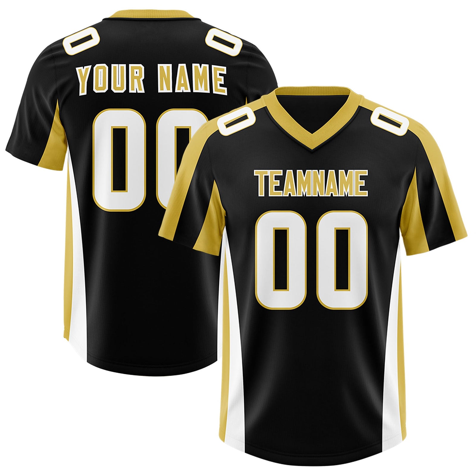 Custom Black Old Gold Side Stripe Pattern Authentic Football Jersey