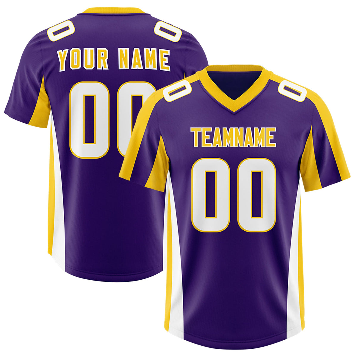 Custom Purple Gold Side Stripe Pattern Authentic Football Jersey
