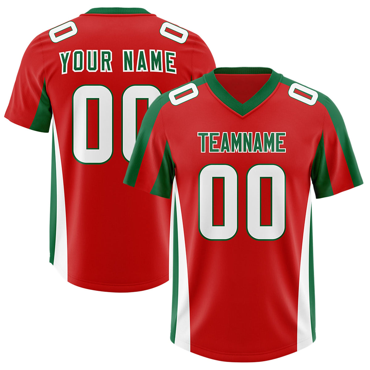Custom Red Kelly Green Side Stripe Pattern Authentic Football Jersey