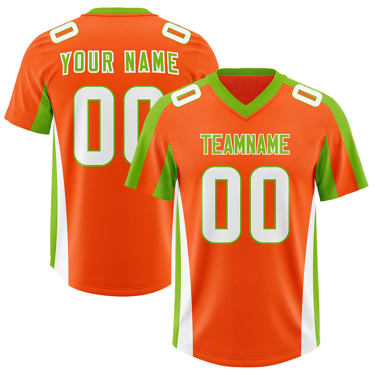 Custom Orange Neon Green Side Stripe Pattern Authentic Football Jersey