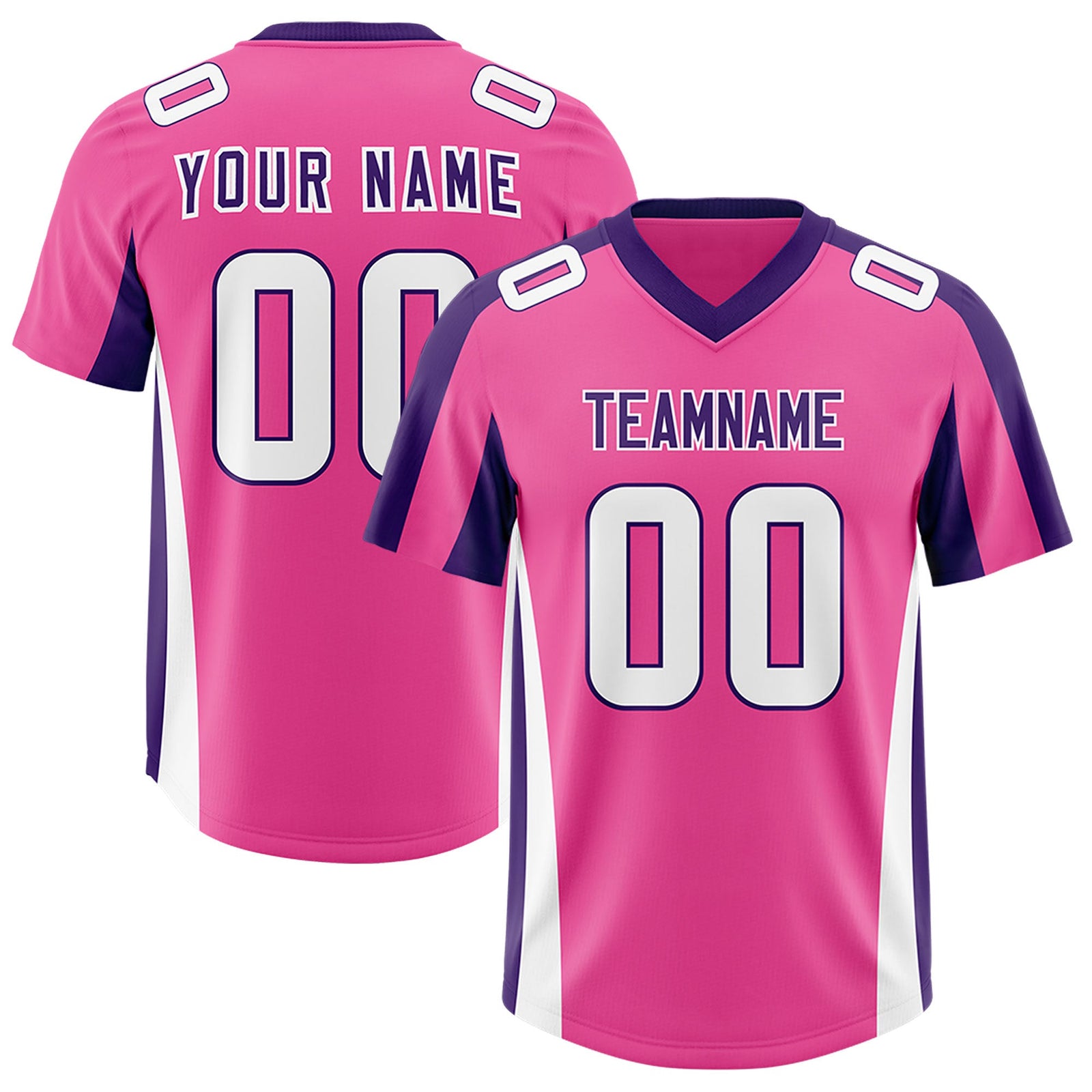 Custom Pink Purple Side Stripe Pattern Authentic Football Jersey